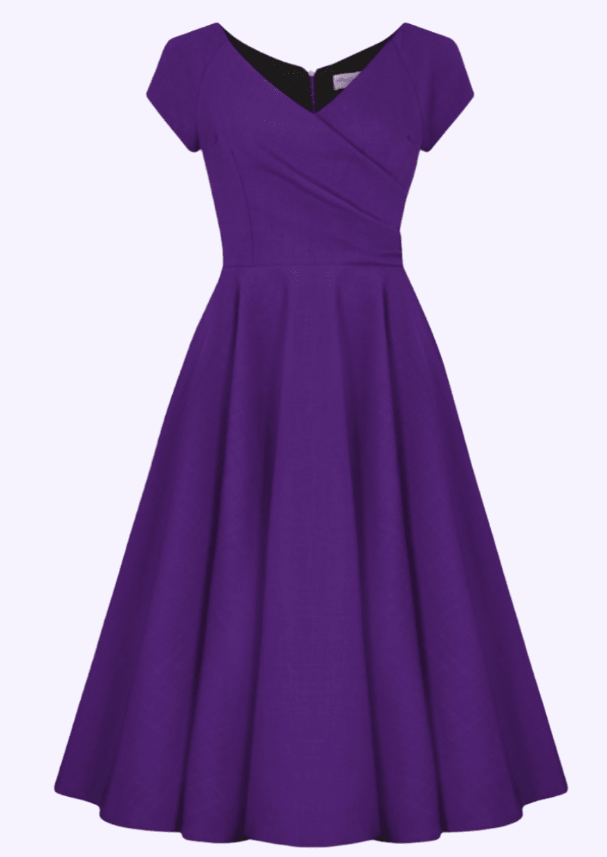 1950'er Hourglass swingkjole i lilla Kjoler Pretty Dress Company