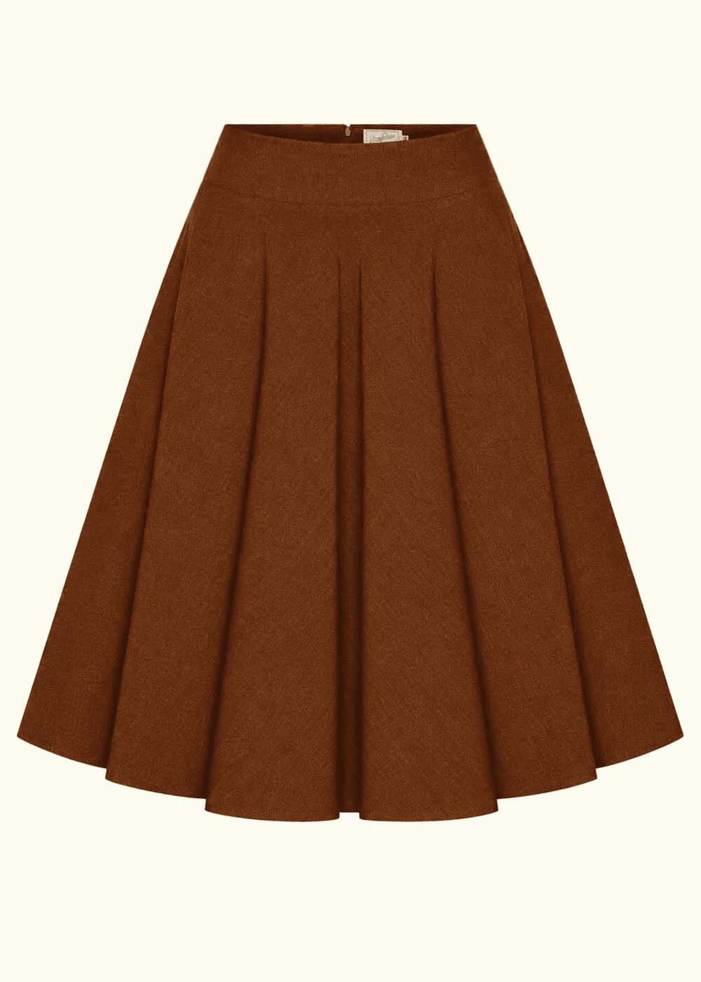 1950'er stils swingnederdel - cognac linen look swing nederdel Daisy Dapper
