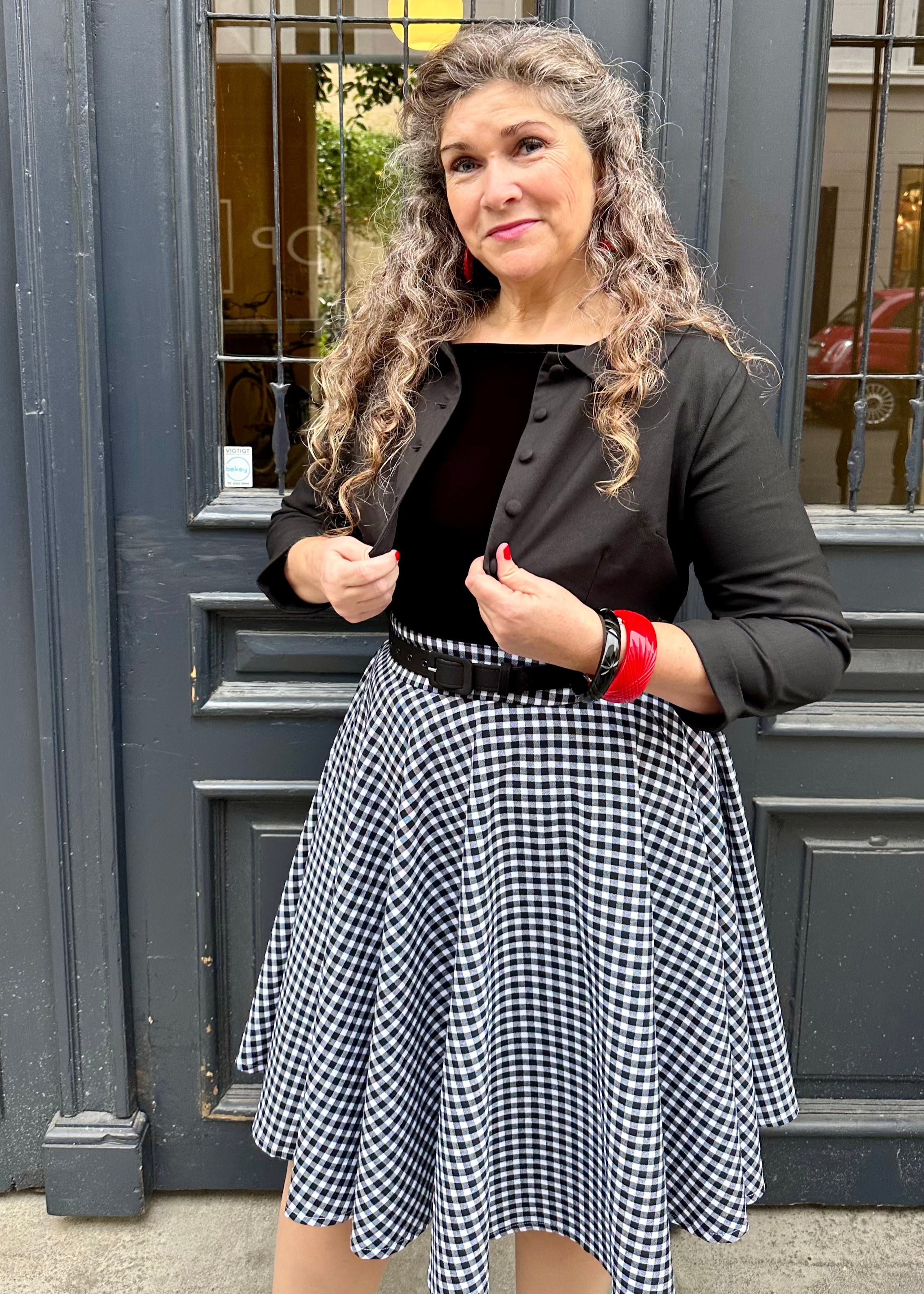 1950'er stils swingnederdel i sort/hvid pepita tern nederdel Daisy Dapper