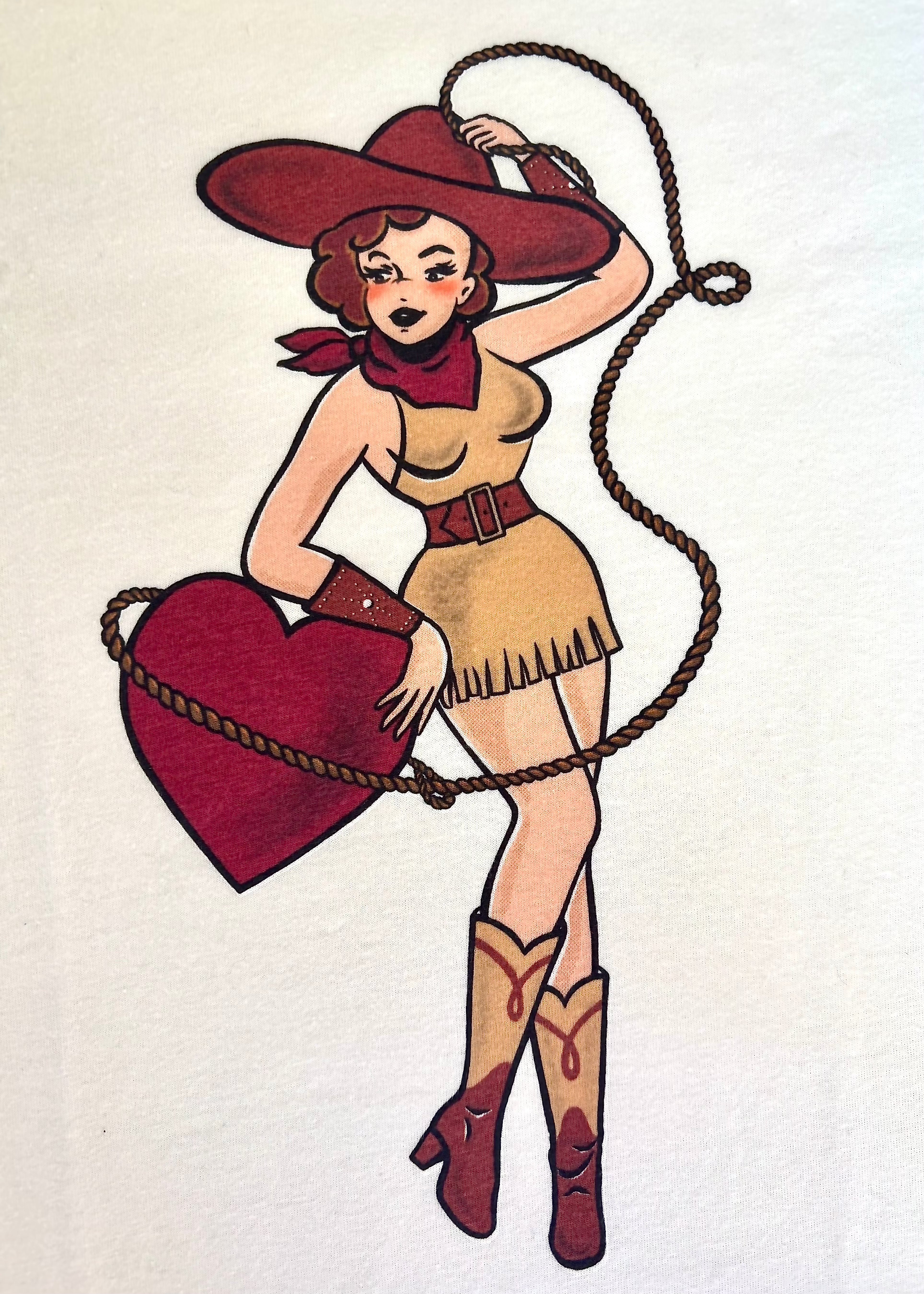1950'er stils T-shirt "Heart Bandit' i off-white t-shirt Mischief Made