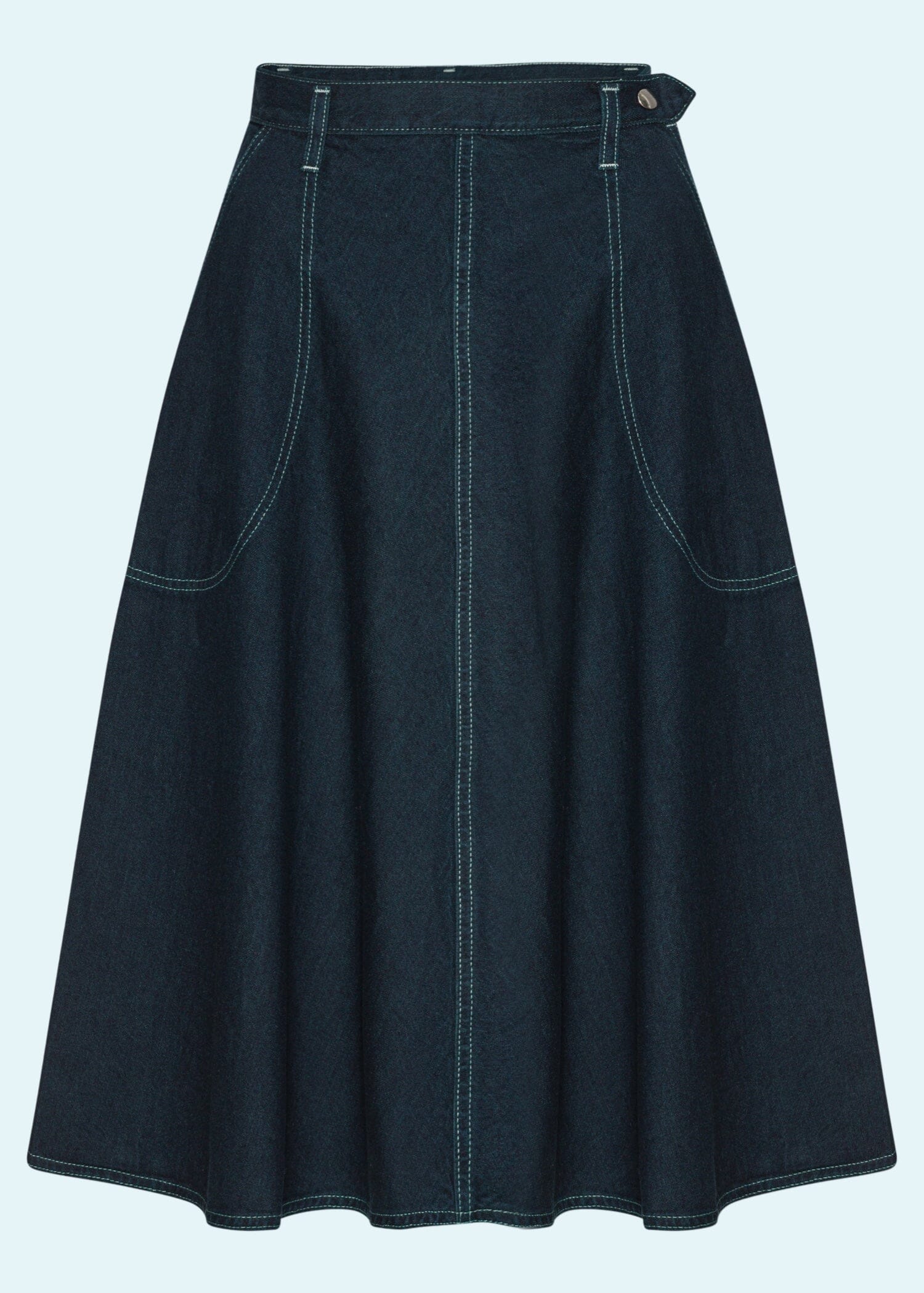 A-line denim nederdel i indigo aline nederdel Freddies Of Pinewood