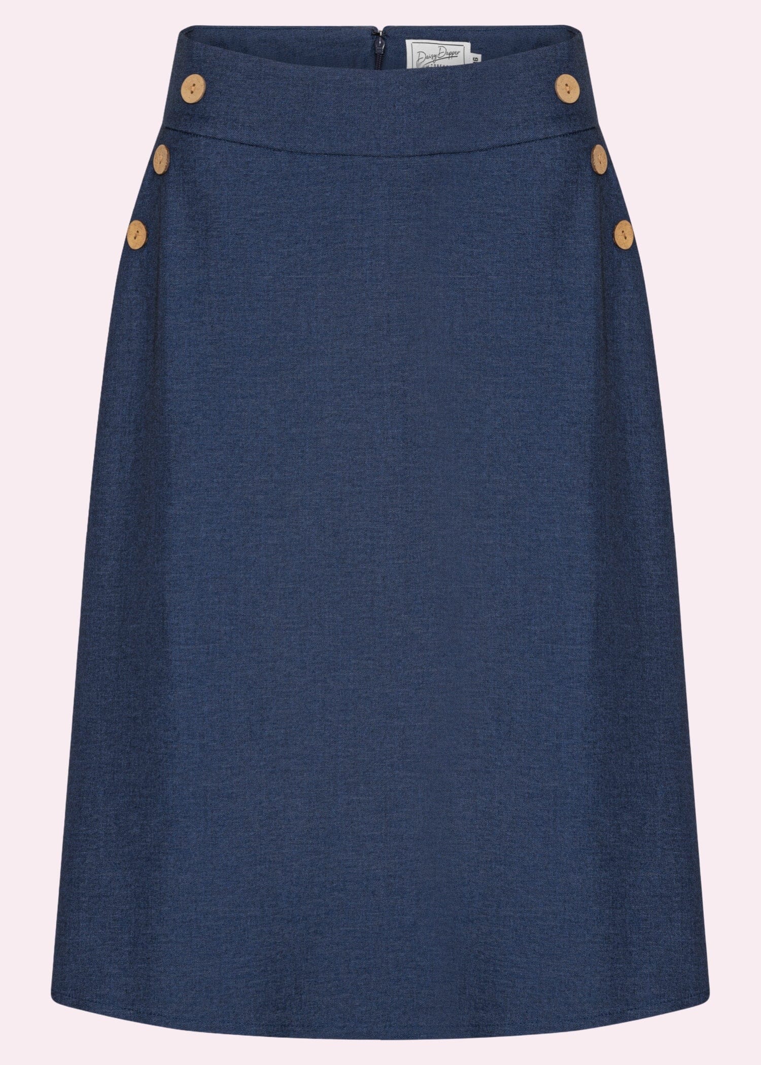 A-line nederdel med knapper i blå "denim" aline nederdel Daisy Dapper