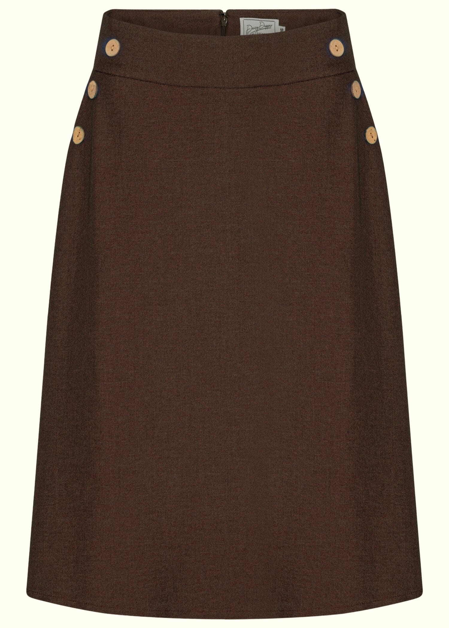 A-line nederdel med knapper i brun aline nederdel Daisy Dapper