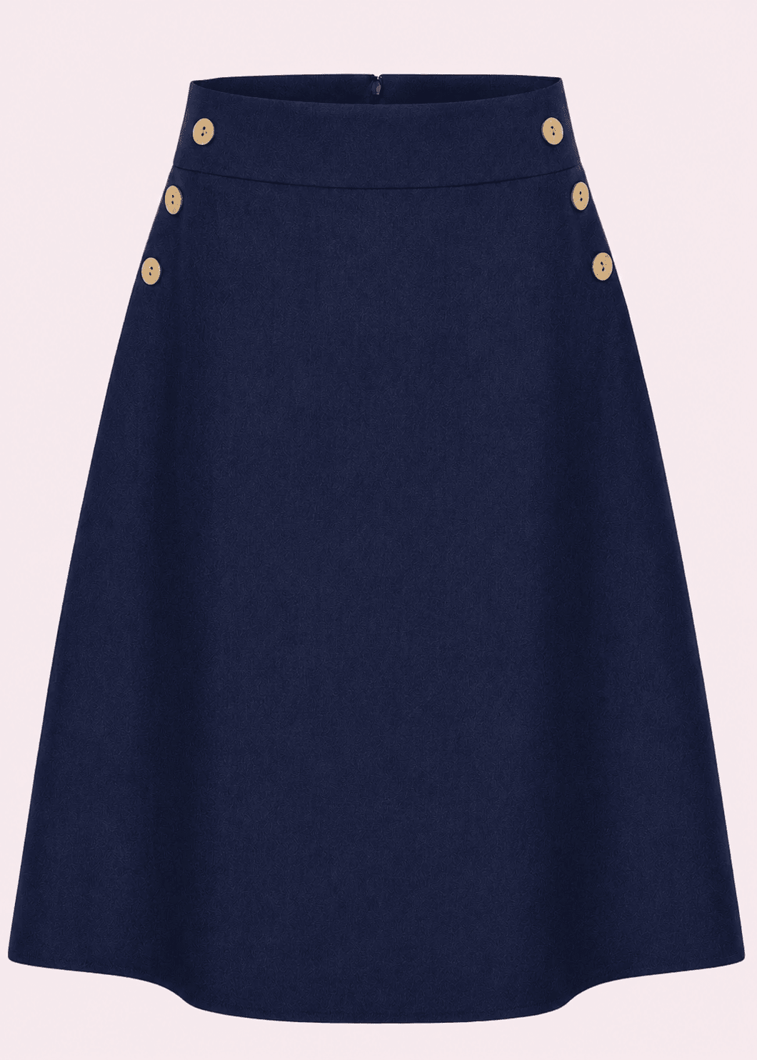 A-line nederdel med knapper - navy linen look aline nederdel Daisy Dapper
