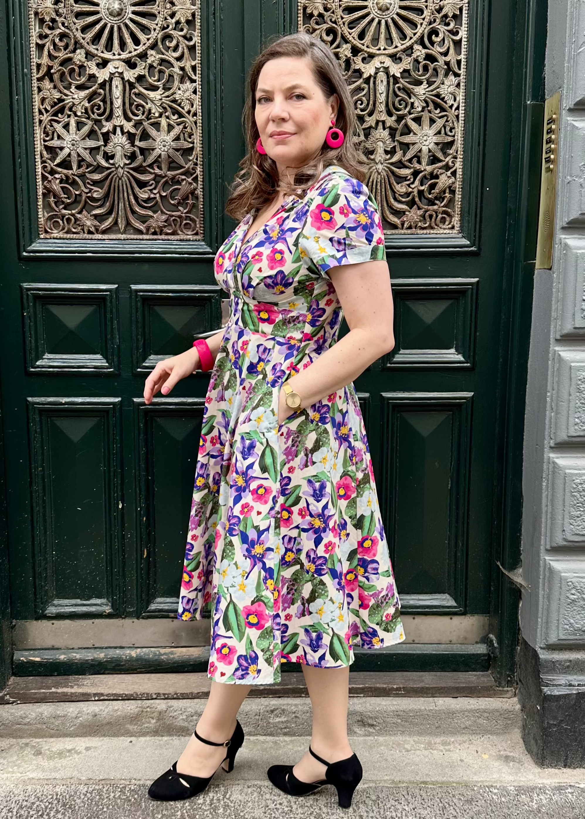 Ava sweetheart kjole i tropical blomster mønster aline kjole Weekend Doll