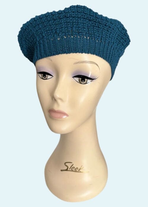 Baret i petroleumsblå strik Accessories House of Foxy
