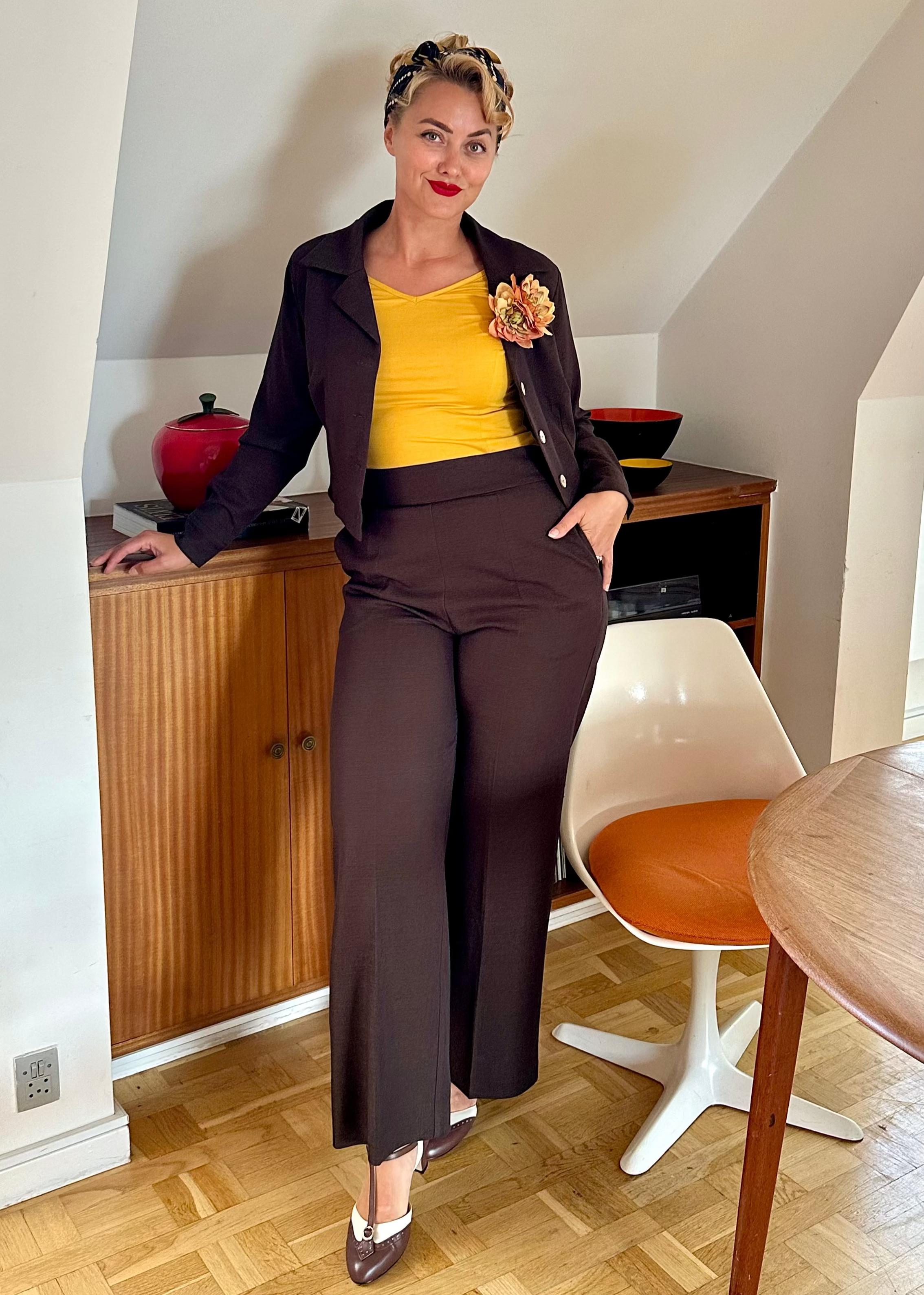Billie højtaljede bukser i brun bukser Daisy Dapper