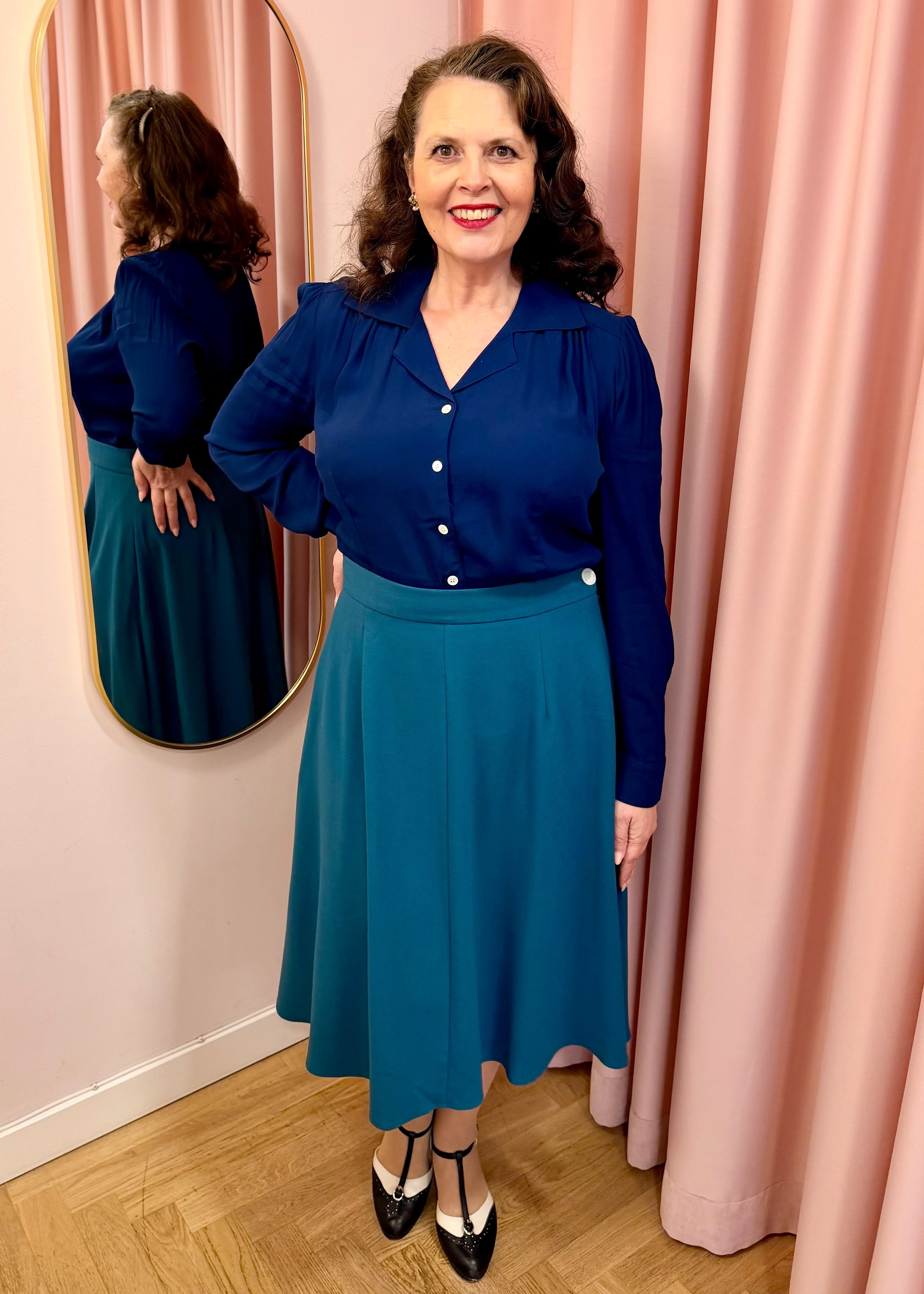 Classic A-line nederdel - muted teal aline nederdel Weekend Doll