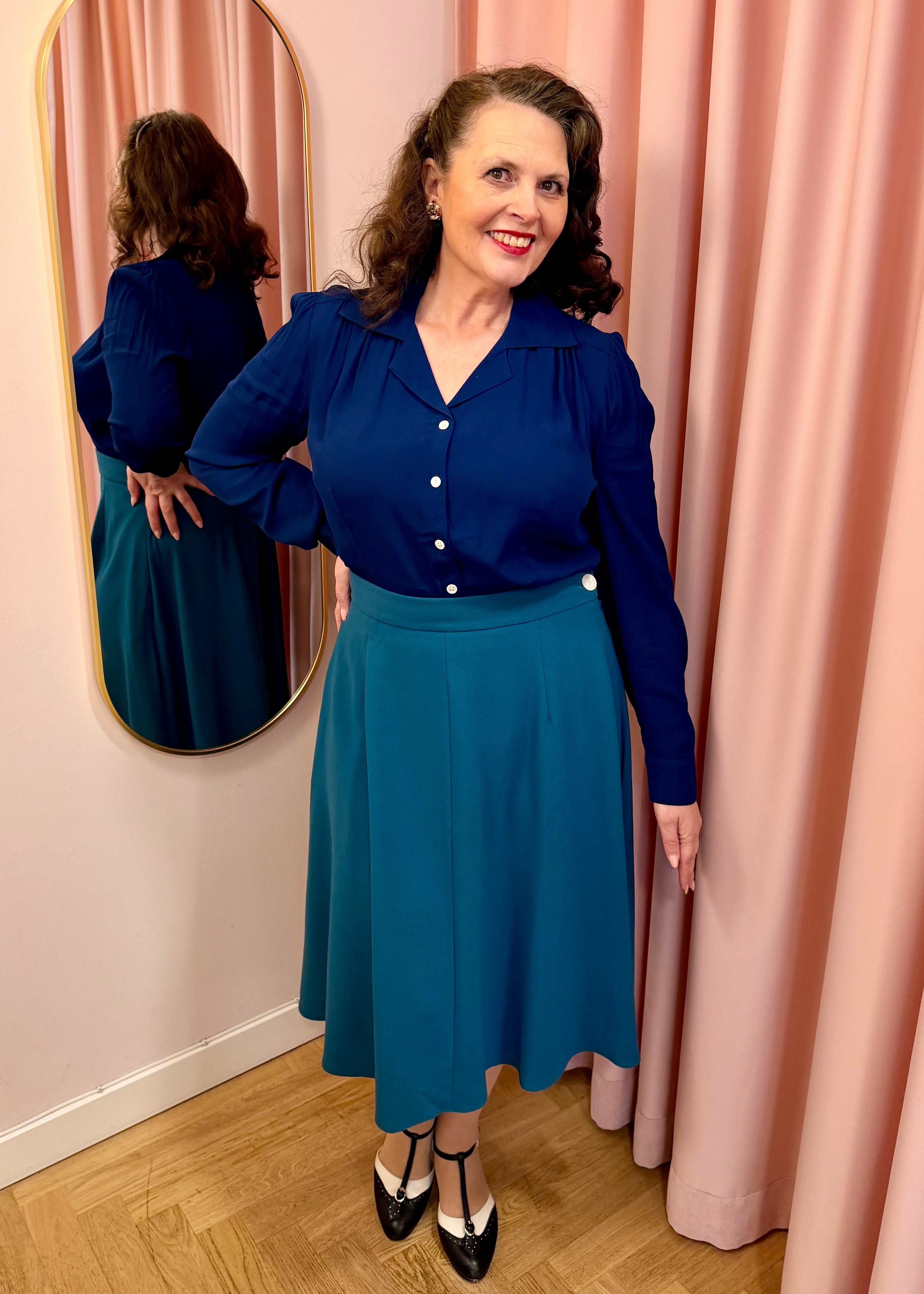 Classic A-line nederdel - muted teal aline nederdel Weekend Doll