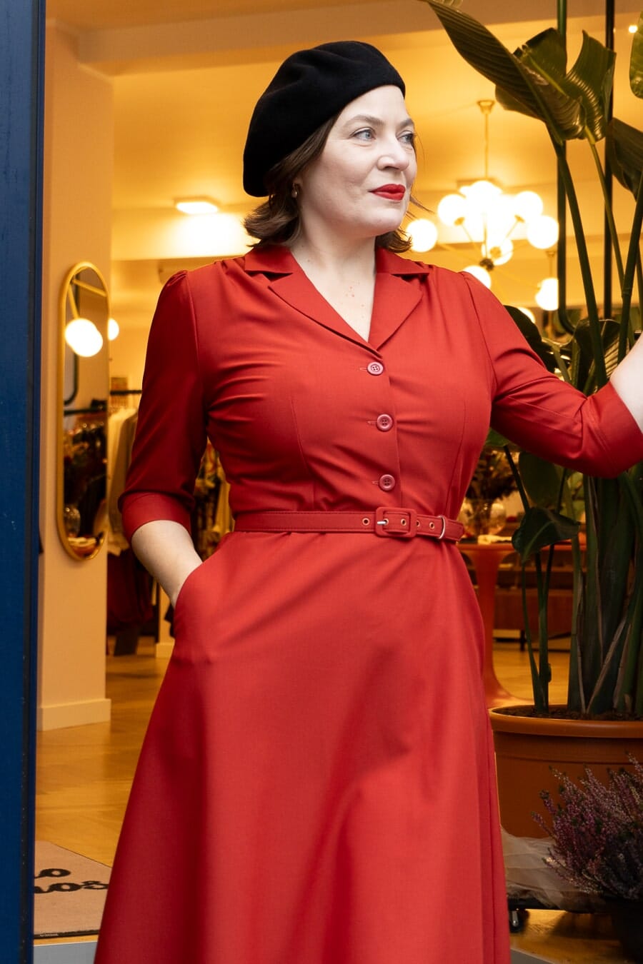 Daisy Dapper: Skjortekjole med 3/4 lange ærmer i rust Daisy Dapper
