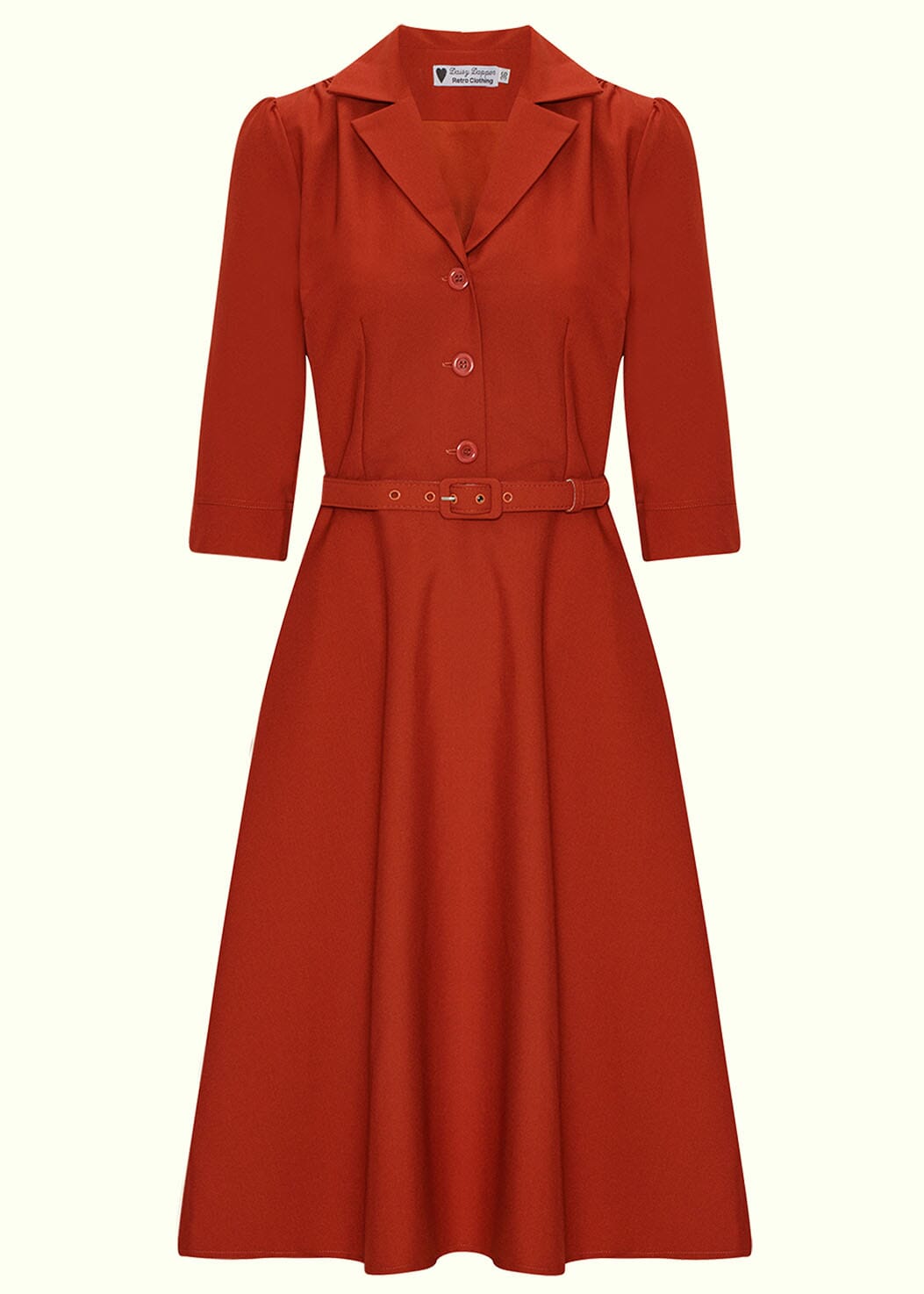 Daisy Dapper: Skjortekjole med 3/4 lange ærmer i rust Daisy Dapper