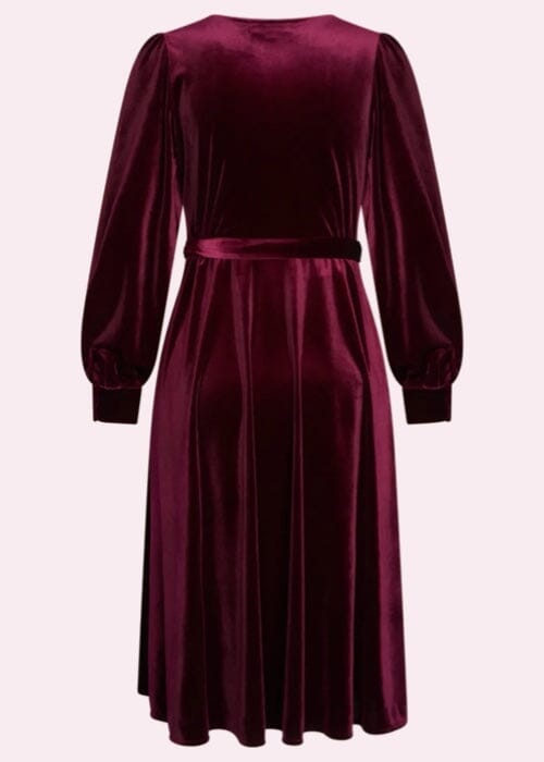 Dalida slåom kjole med lange ærmer i magenta velour Kjoler Very Cherry