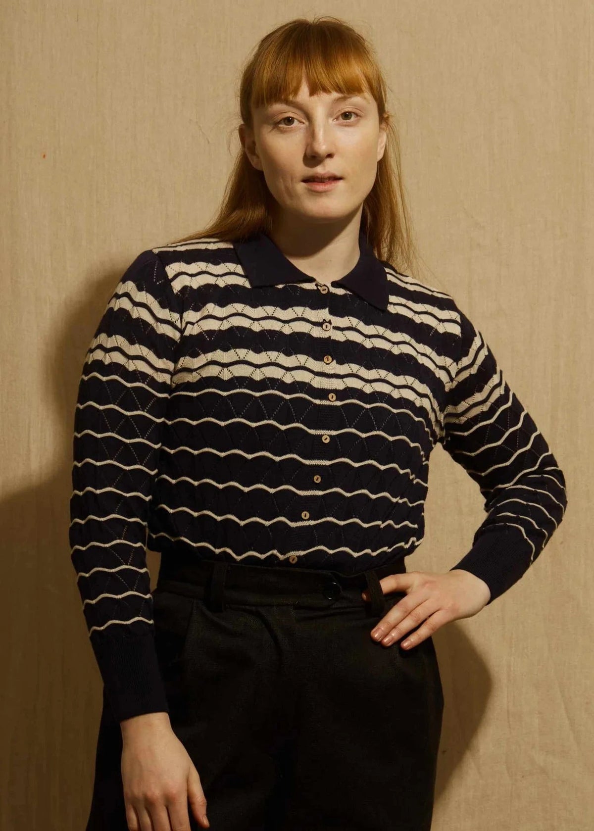 Dolly top - Navy stripes strik Palava