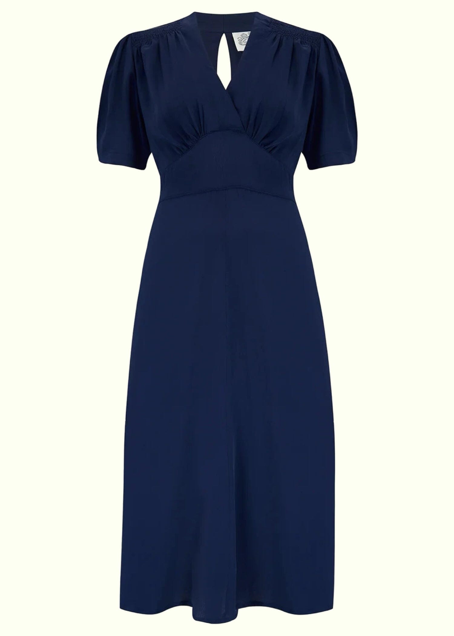 Dolores A-line kjole i navy aline kjole Seamstress Of Bloomsbury