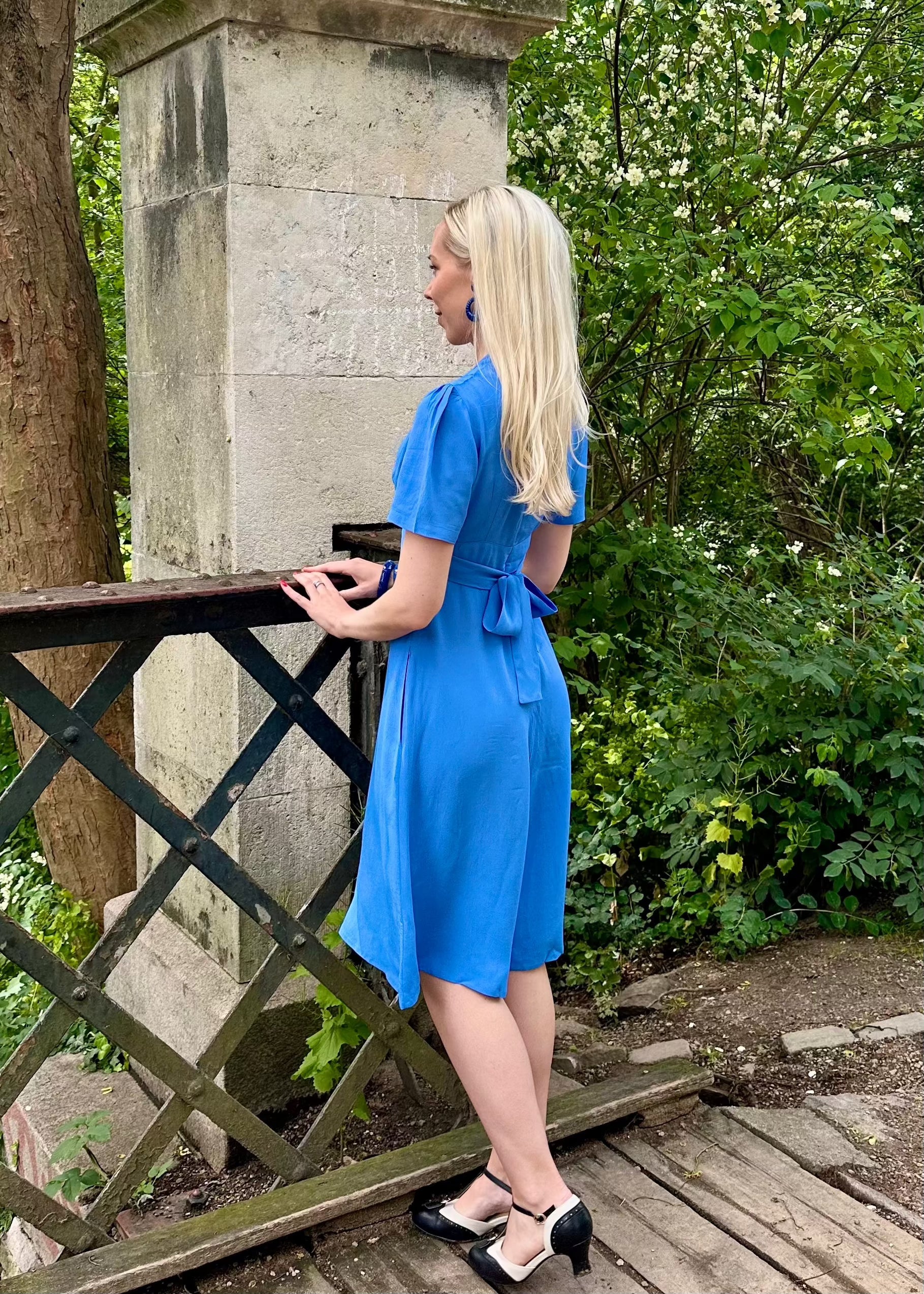 Dolores A-line kjole i Palaca Blue aline kjole Seamstress Of Bloomsbury