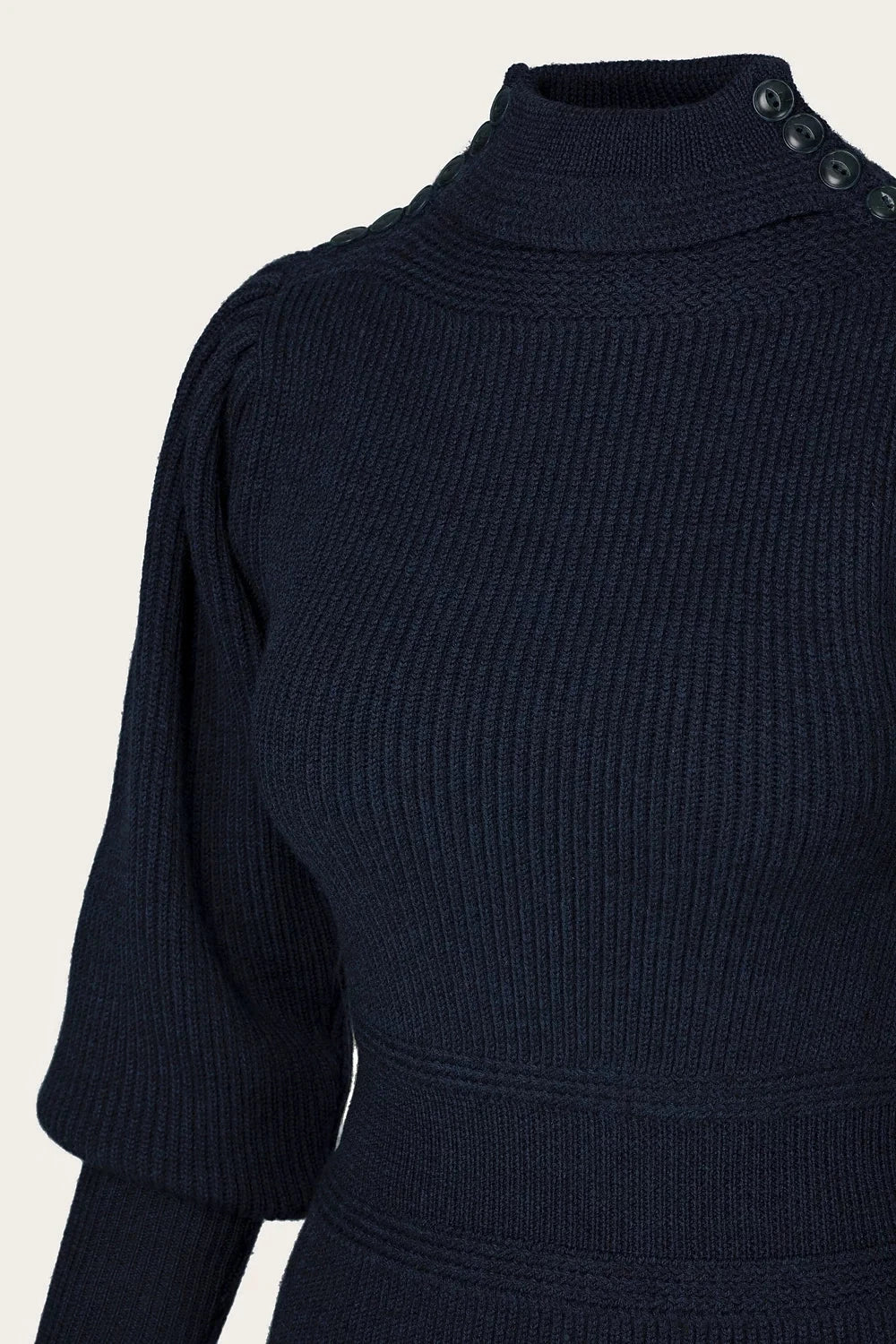 Edwardian Cycling Sweater i navy merinould bluse Emmy Design