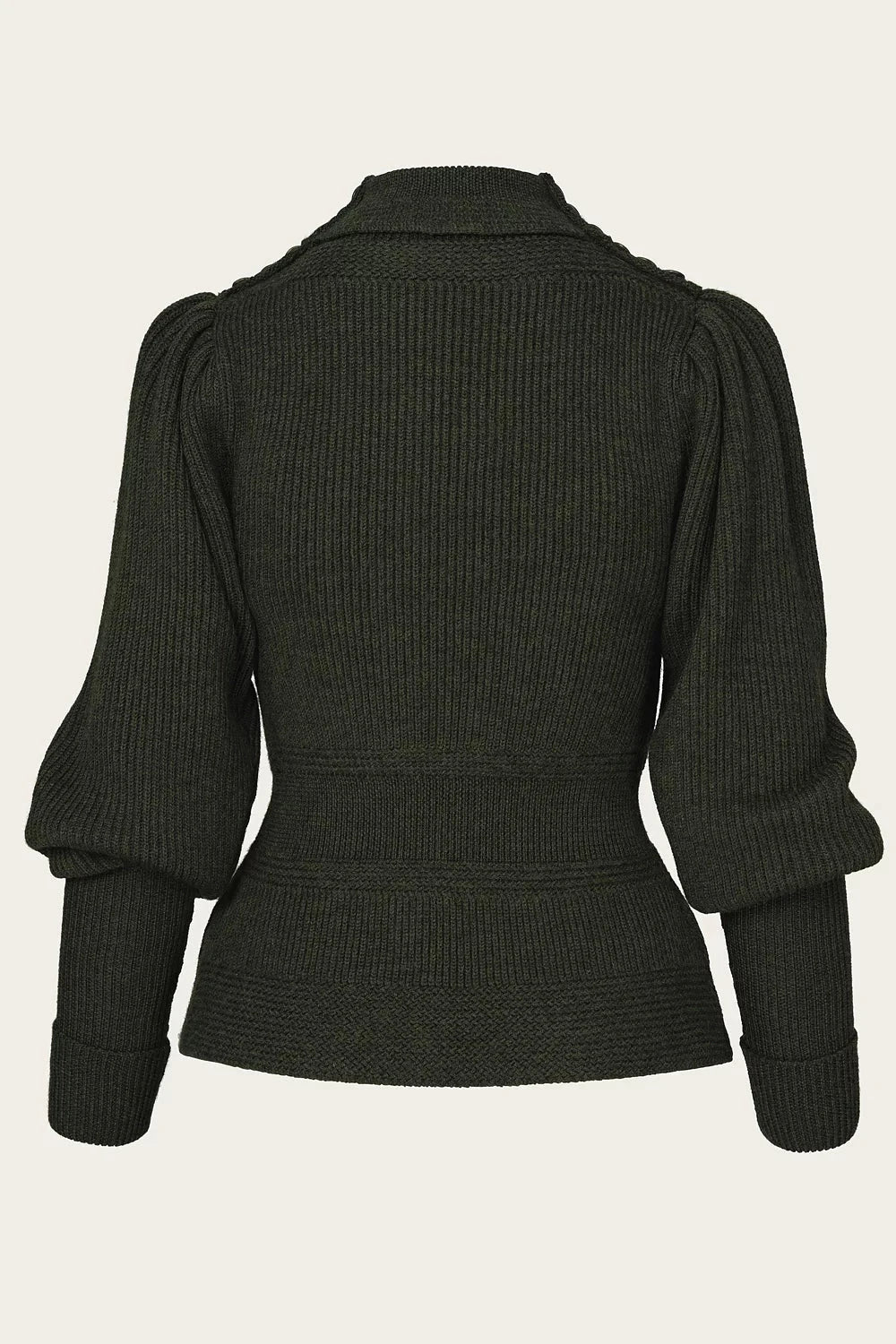 Edwardian Cycling Sweater i pine green melange merinould bluse Emmy Design