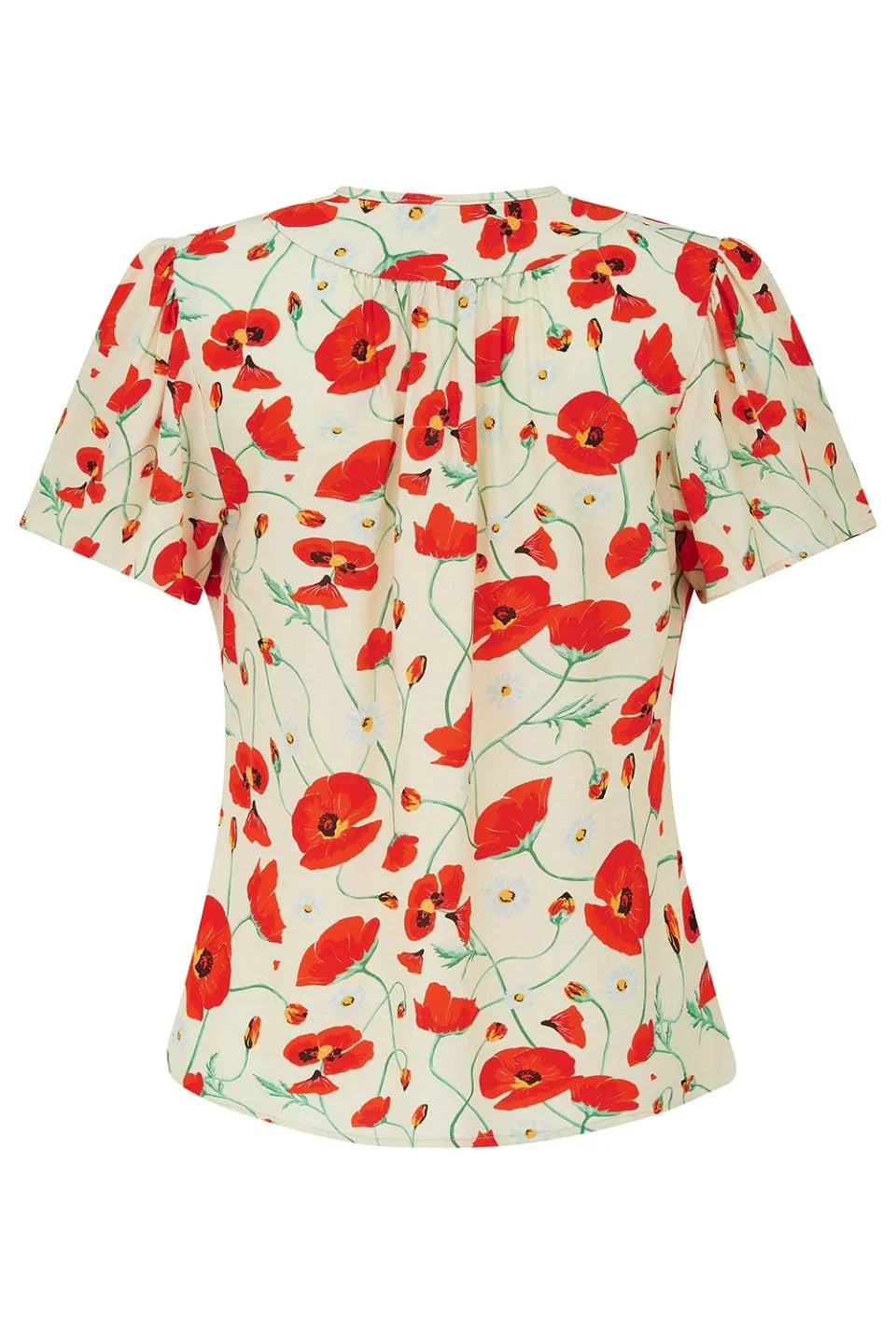 Ginger Top - ivory poppy kortærmet skjorte Weekend Doll