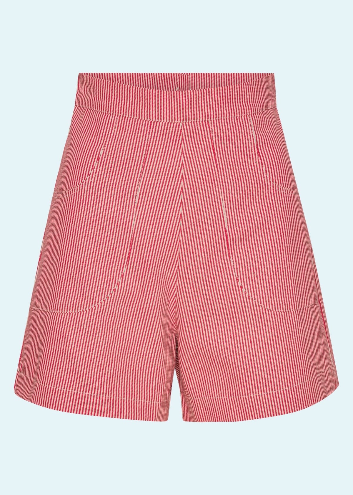 Højtaljede 1950'er stil shorts med røde striber tøj Freddies Of Pinewood