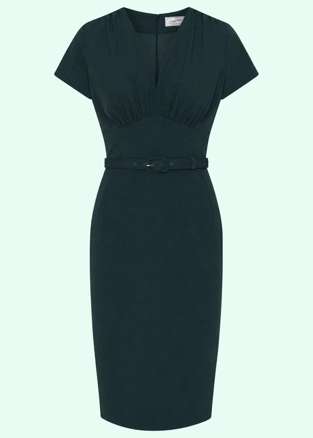 Holly pencilkjole - mørk grøn linen look pencil kjole Daisy Dapper