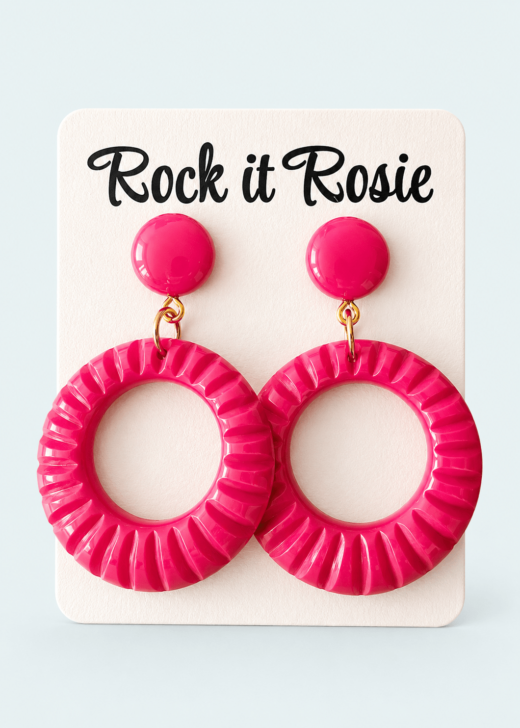 Hoop øreringe i 1950'er stil med mønster - pink øreringe Rock It Rosie
