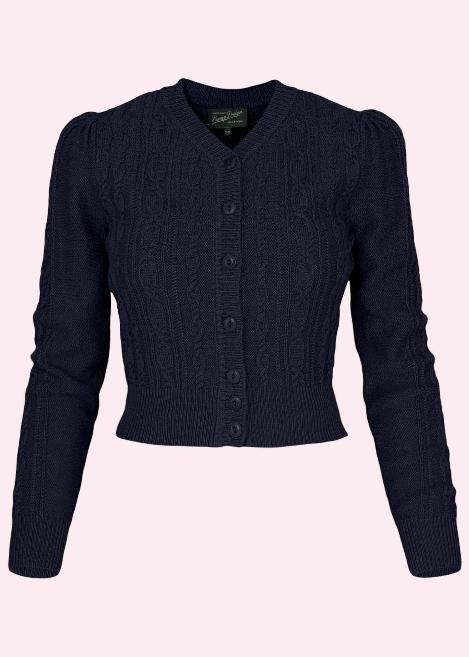 Ice Skater Cardigan i navy melange merinould cardigan Emmy Design