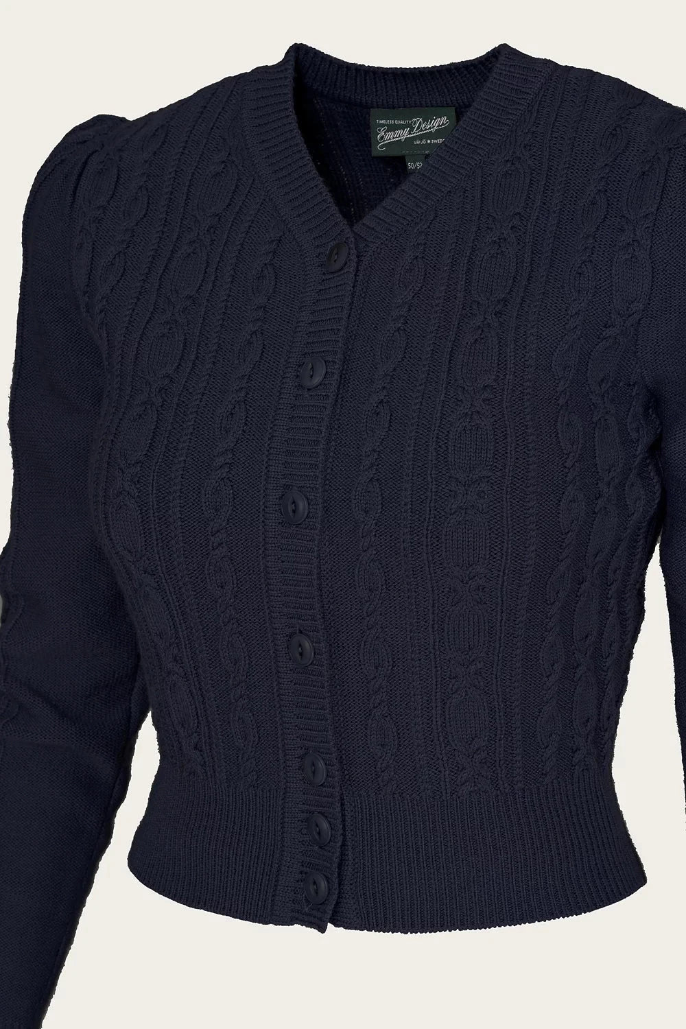 Ice Skater Cardigan i navy melange merinould cardigan Emmy Design