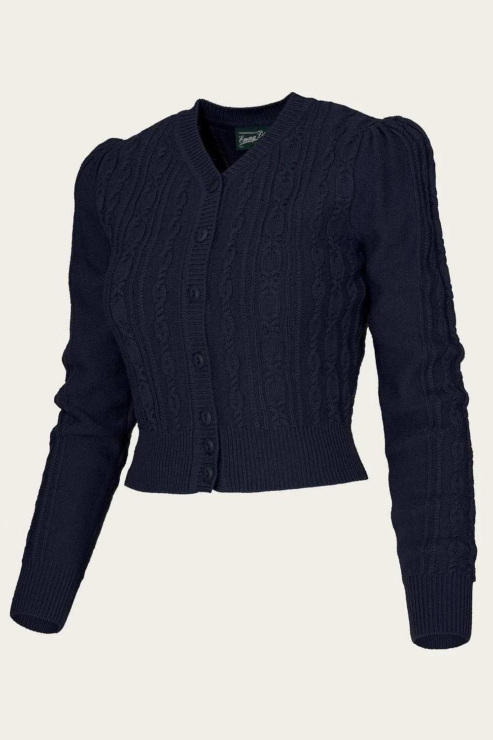 Ice Skater Cardigan i navy melange merinould cardigan Emmy Design