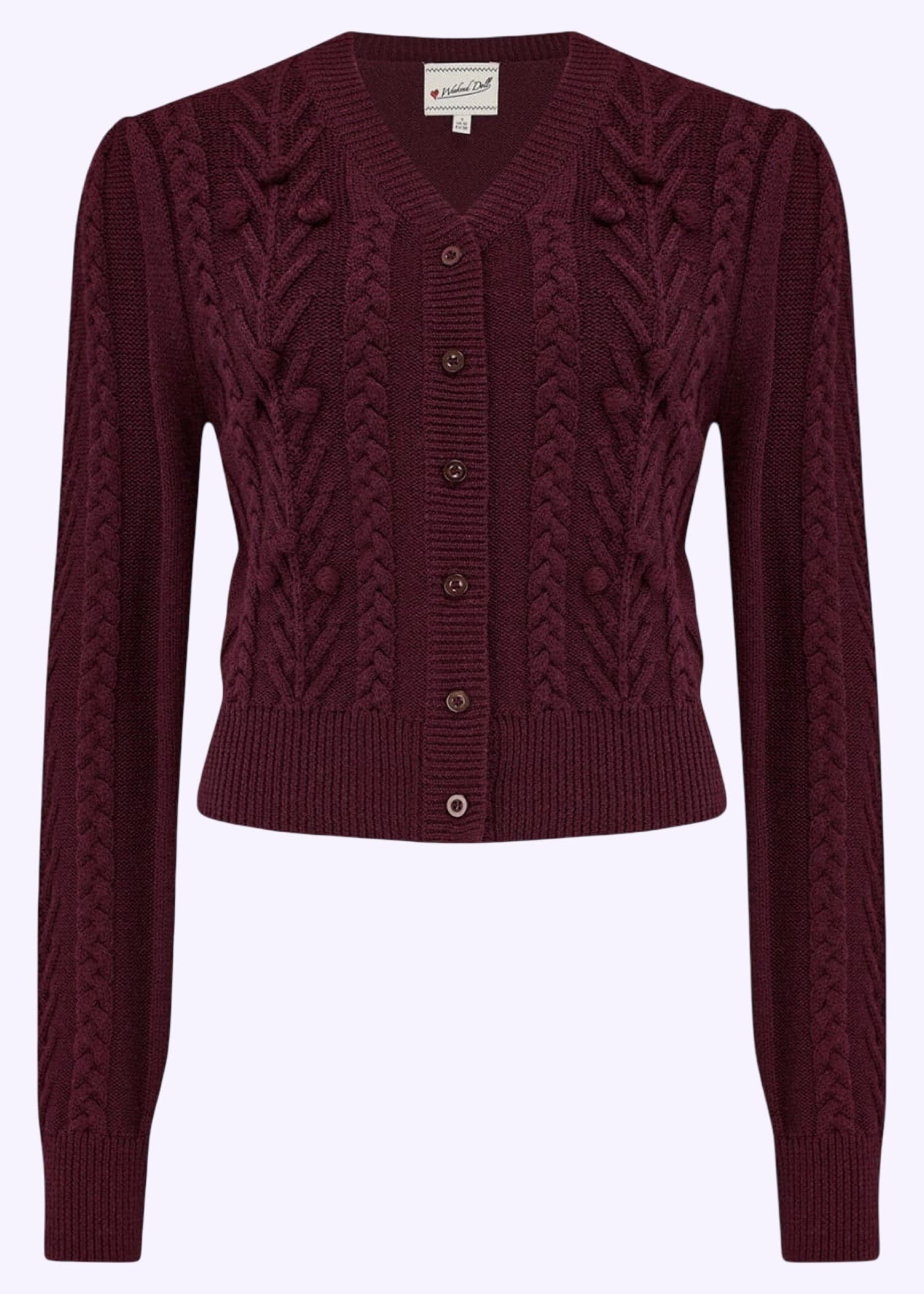 Judy Cardigan i burgundy cardigan Weekend Doll