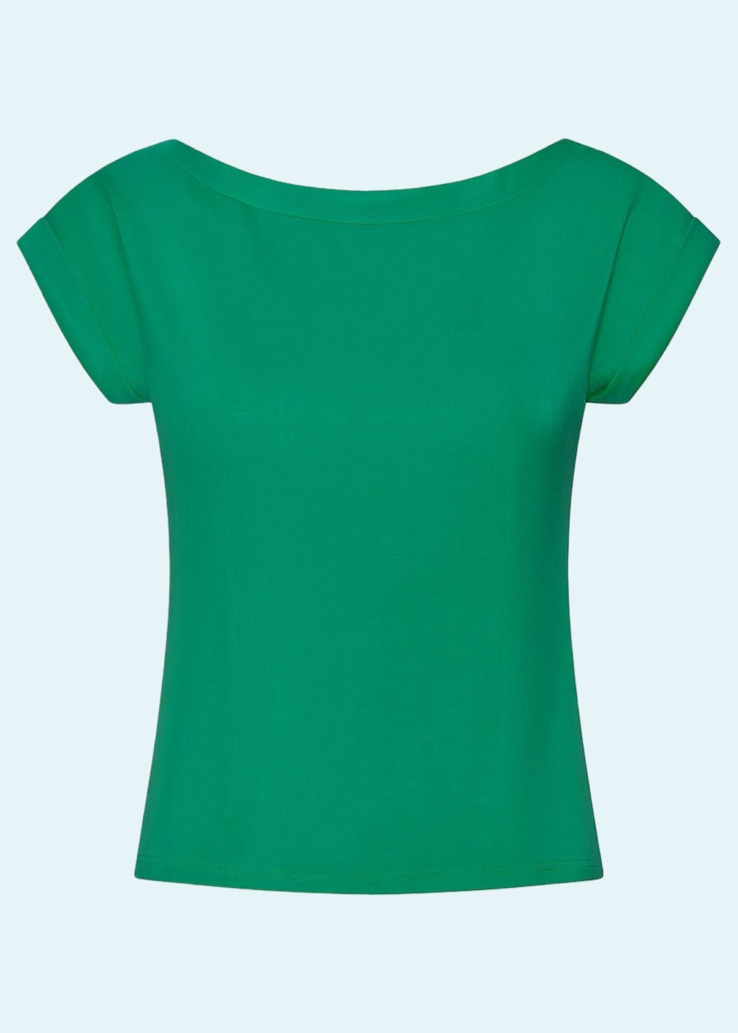 Kortærmet vendbar boatneck top i grøn jersey top Daisy Dapper