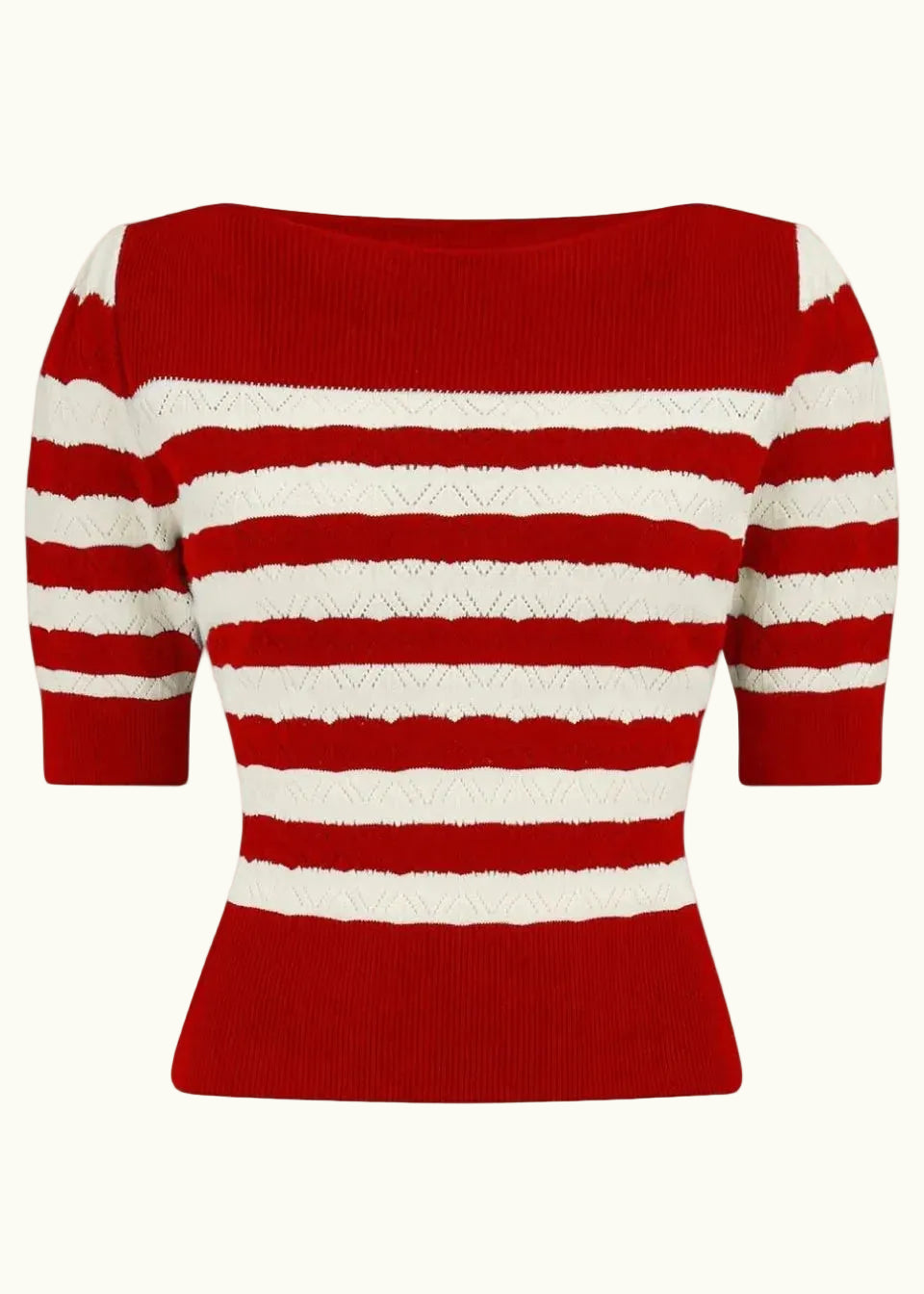 Lana strikbluse - Rød/ ivory top Weekend Doll