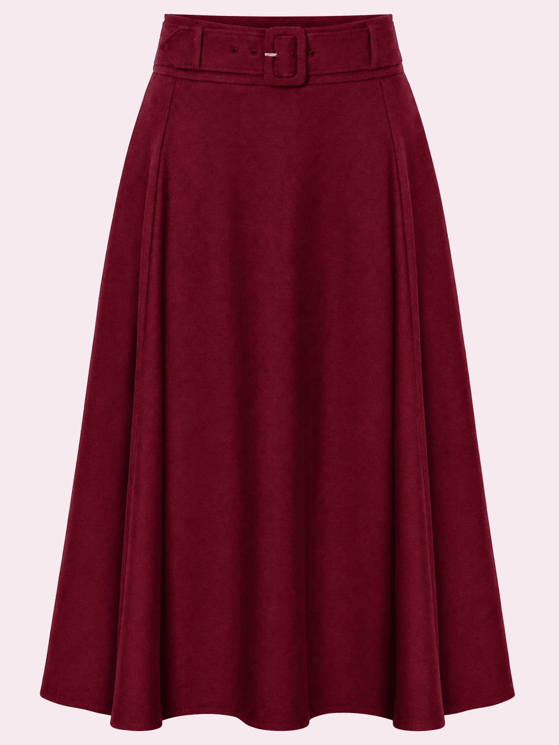 Midi skirt med bælte - berry linen look midi nederdel Daisy Dapper