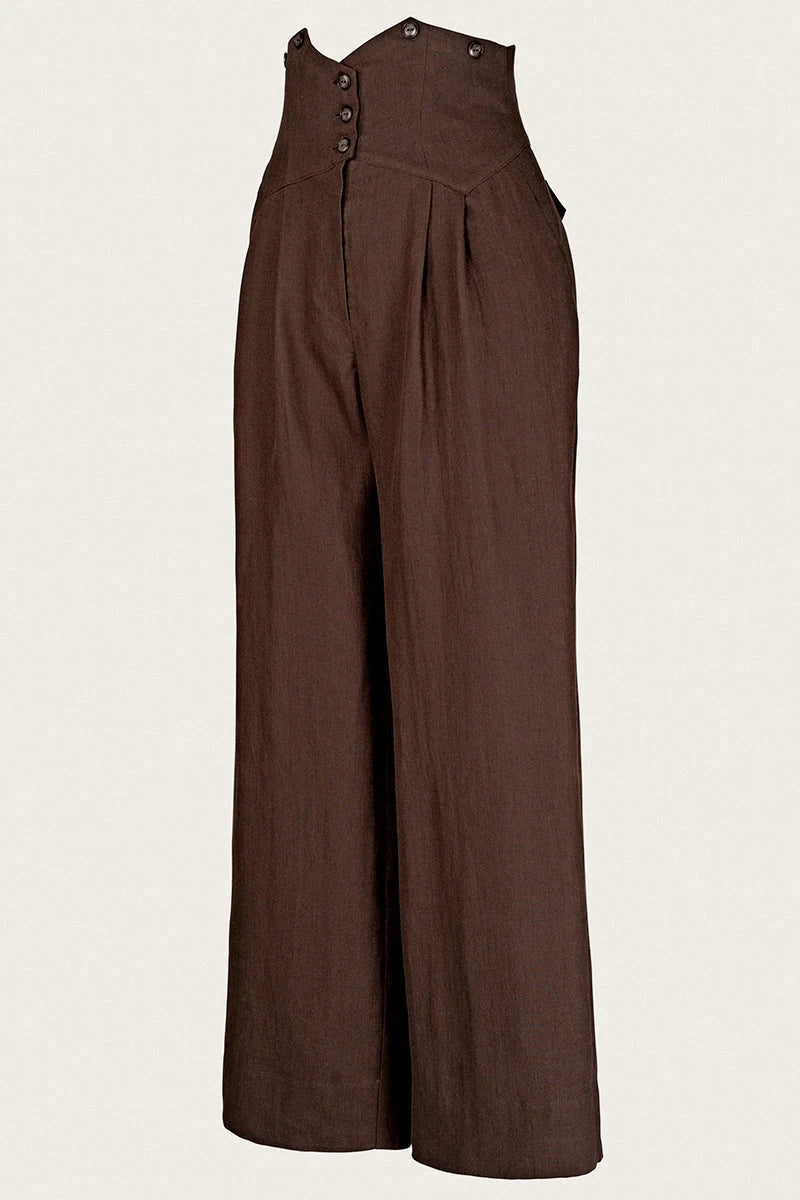 Miss Fancy Pants Slacks i brun hør bukser Emmy Design