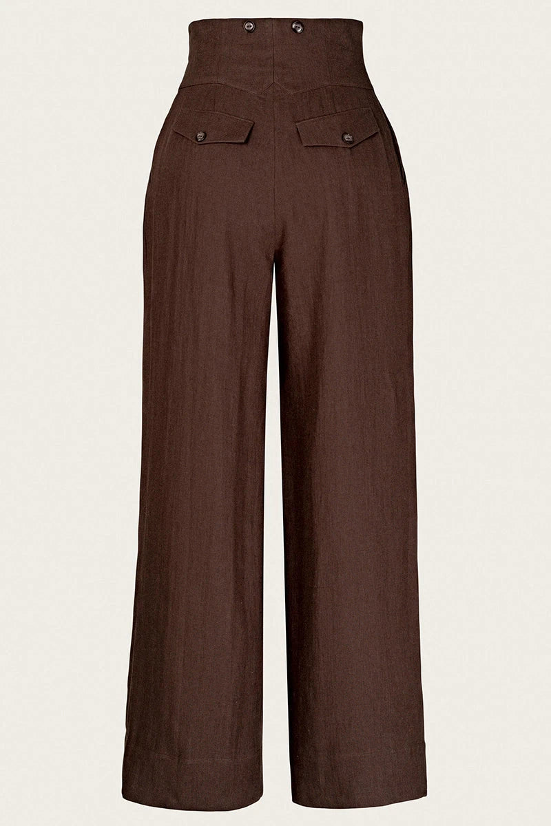 Miss Fancy Pants Slacks i brun hør bukser Emmy Design