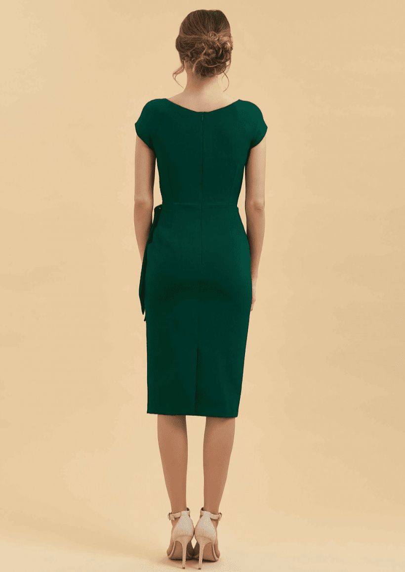 Pretty Dress Company: 1950'er Hourglass pencil kjole i grøn toej Pretty Dress Company