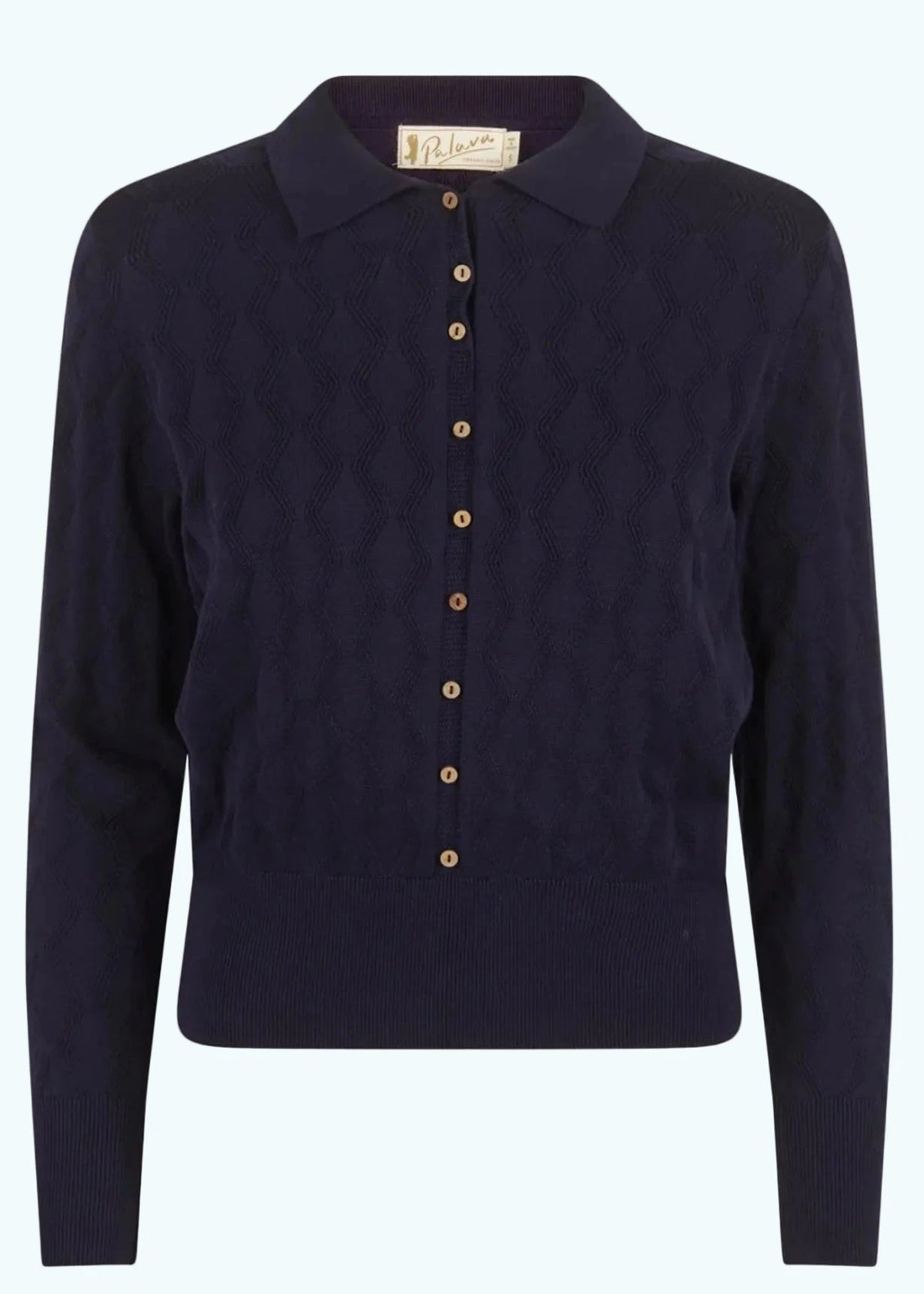 Rosie - Navy Pointelle Top strik Palava