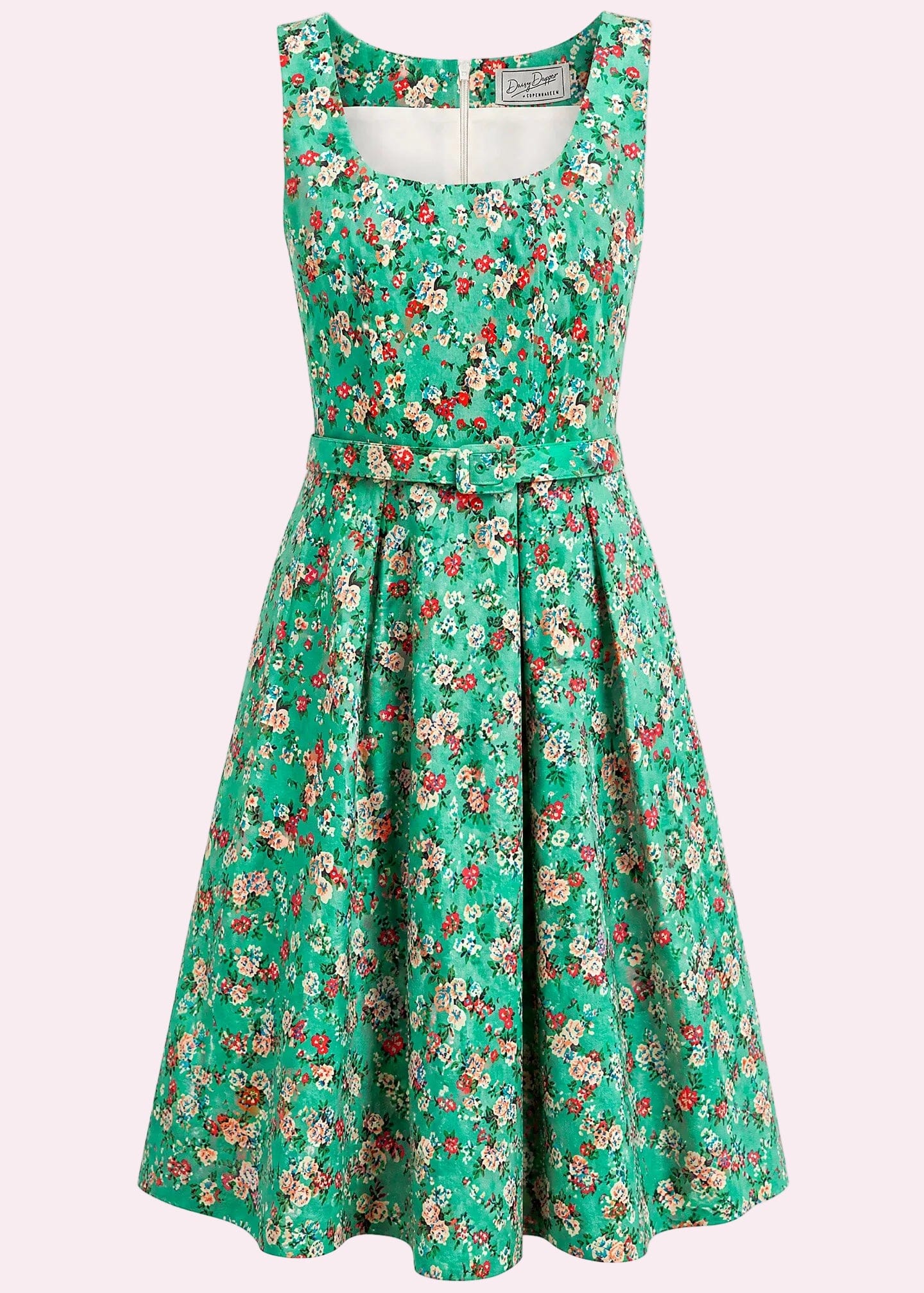 Rosie swingkjole med brede stropper - mint bloom swing kjole Daisy Dapper