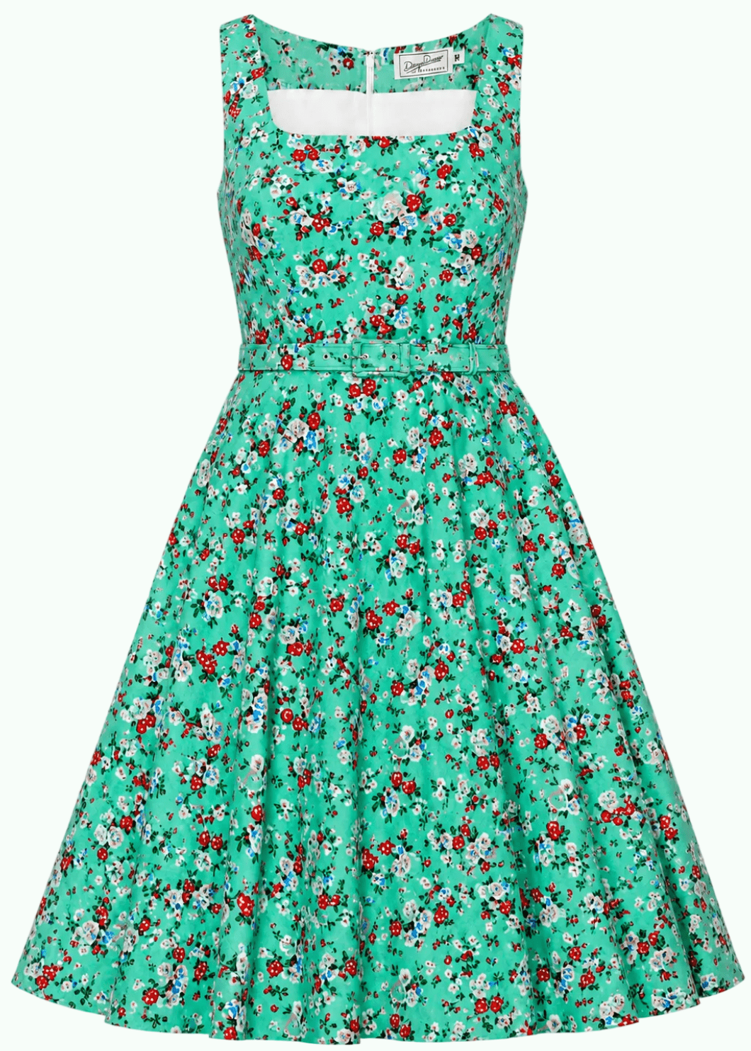 Rosie swingkjole med brede stropper - mint bloom swing kjole Daisy Dapper