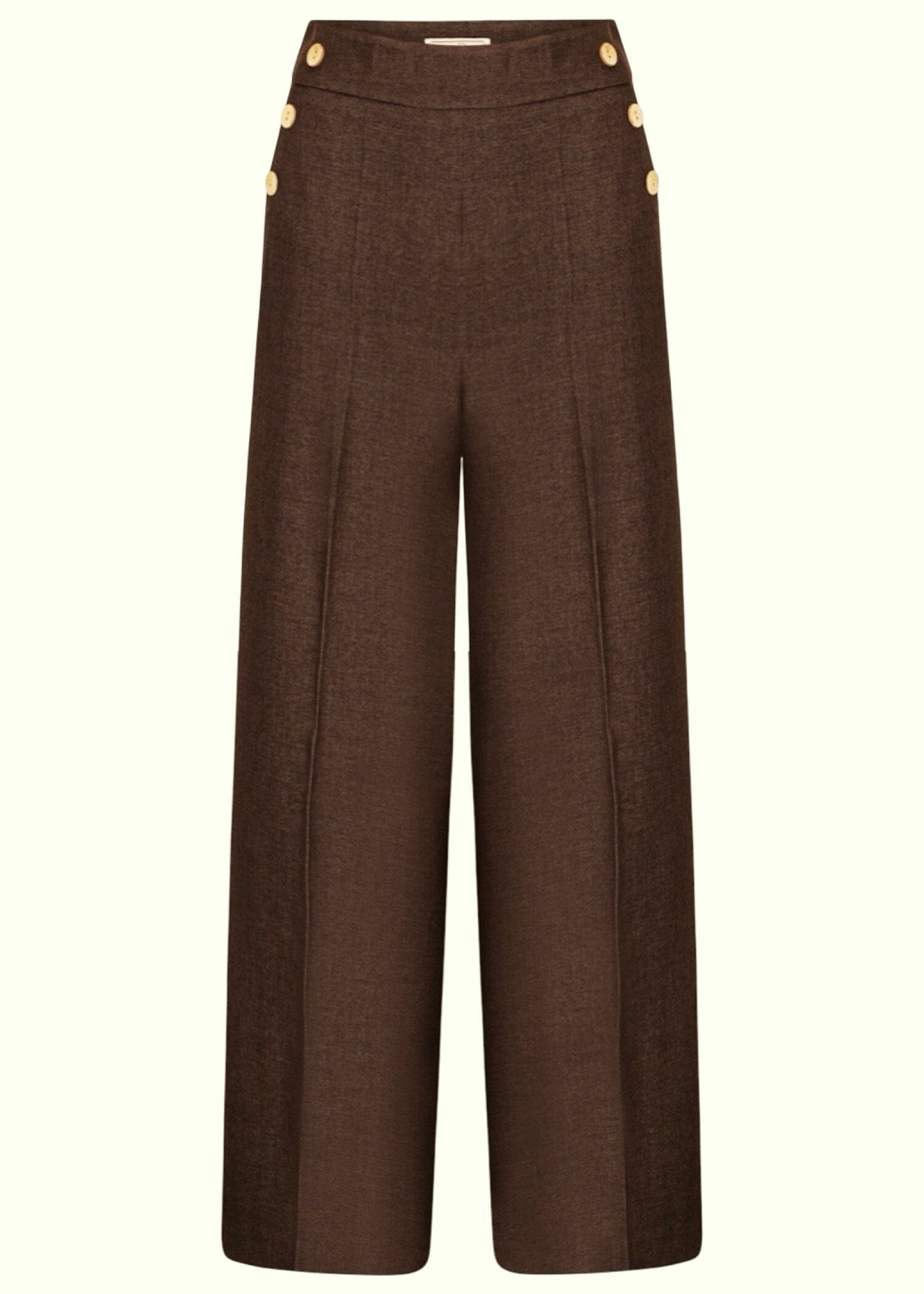 Sally højtaljede bukser med knapper - brun bukser Daisy Dapper