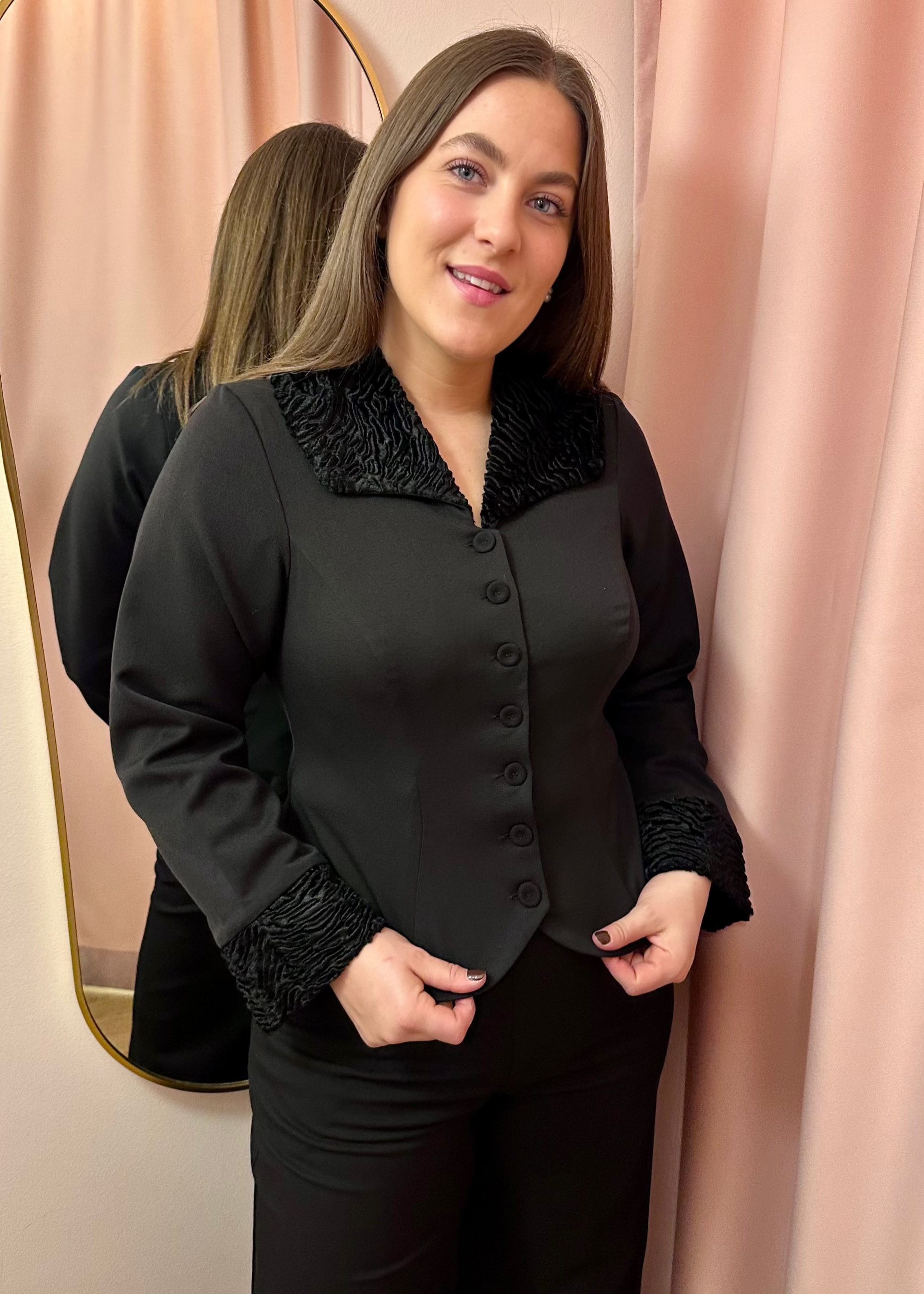 Siliva-Lou sort figursyet blazer jakke Miss Candyfloss