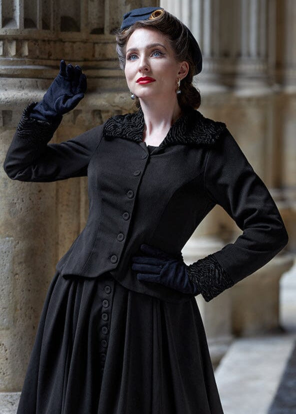 Siliva-Lou sort figursyet blazer jakke Miss Candyfloss