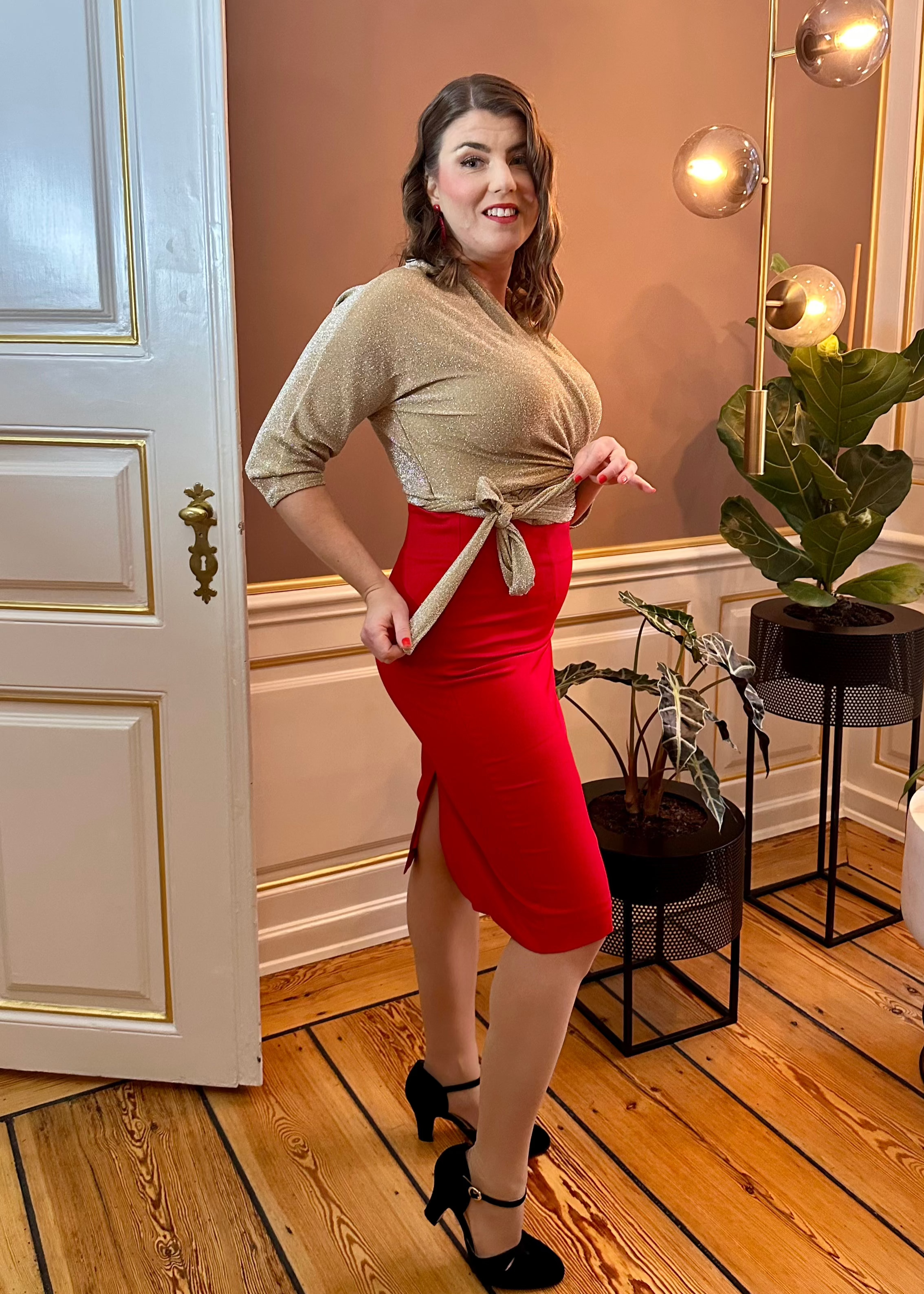 Slåom bluse i guld Lurex Freddies Of Pinewood