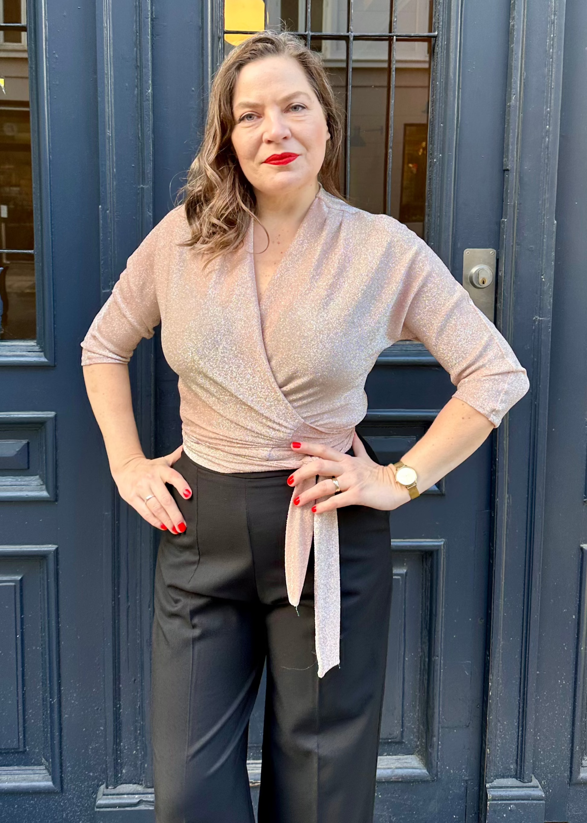 Slåom bluse i pink med glimmer bluse Freddies Of Pinewood