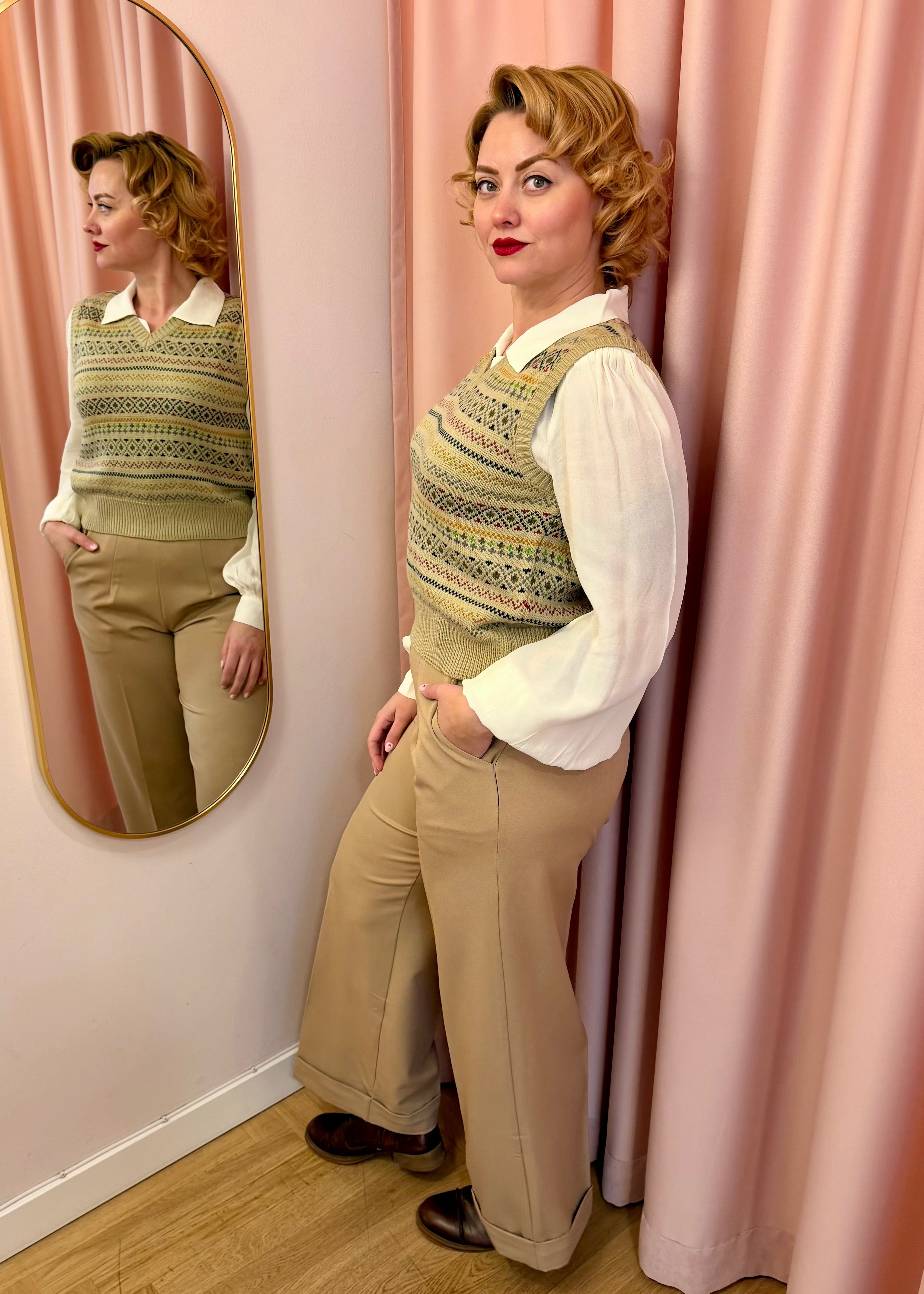 Slipover med fair isle mønster strik Seamstress Of Bloomsbury