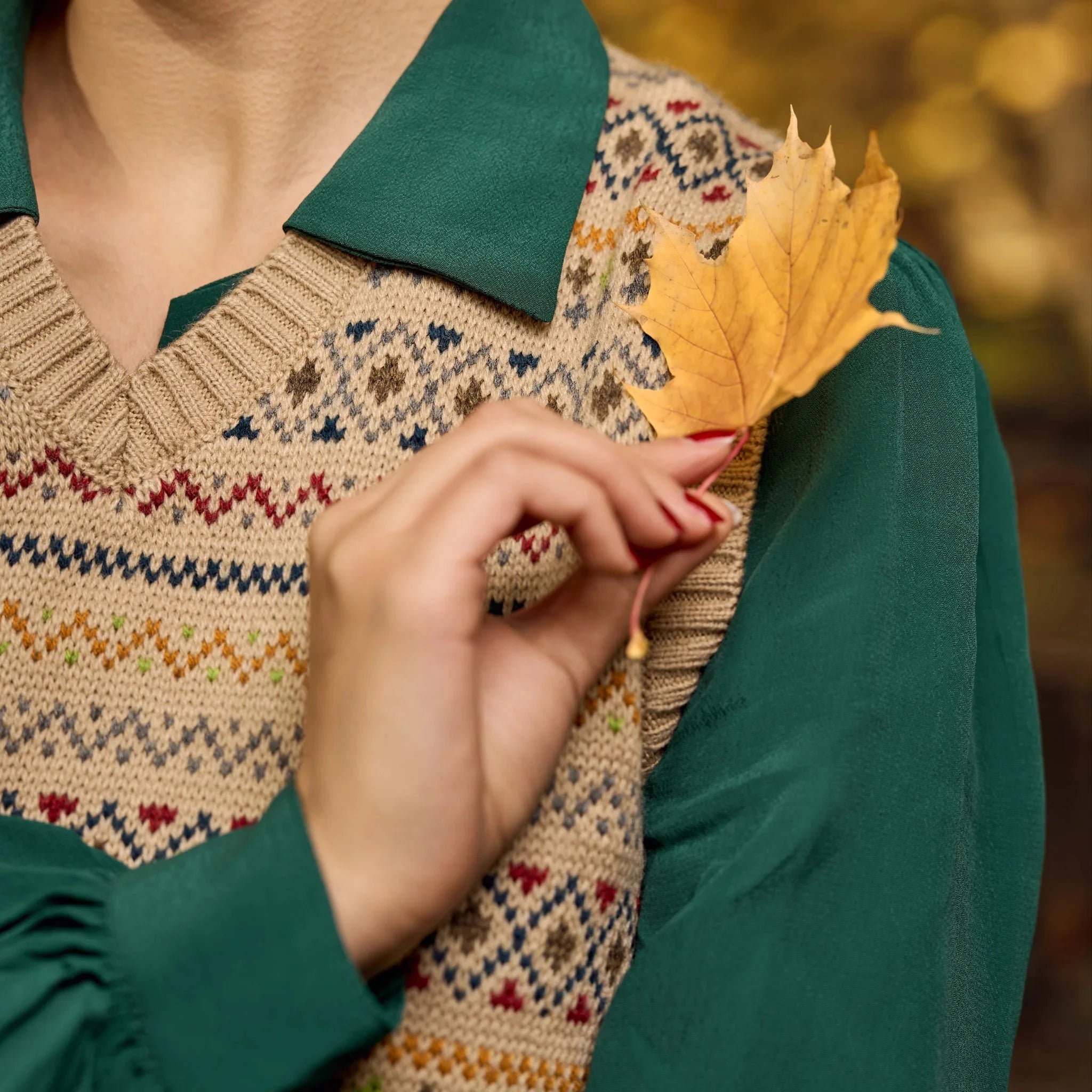 Slipover med fair isle mønster strik Seamstress Of Bloomsbury