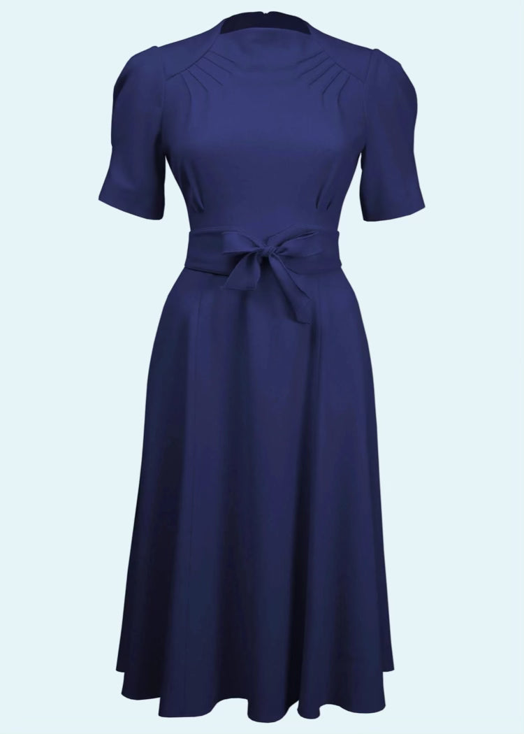 Stanwyck 40'er stils kjole i navy blå Kjoler House of Foxy