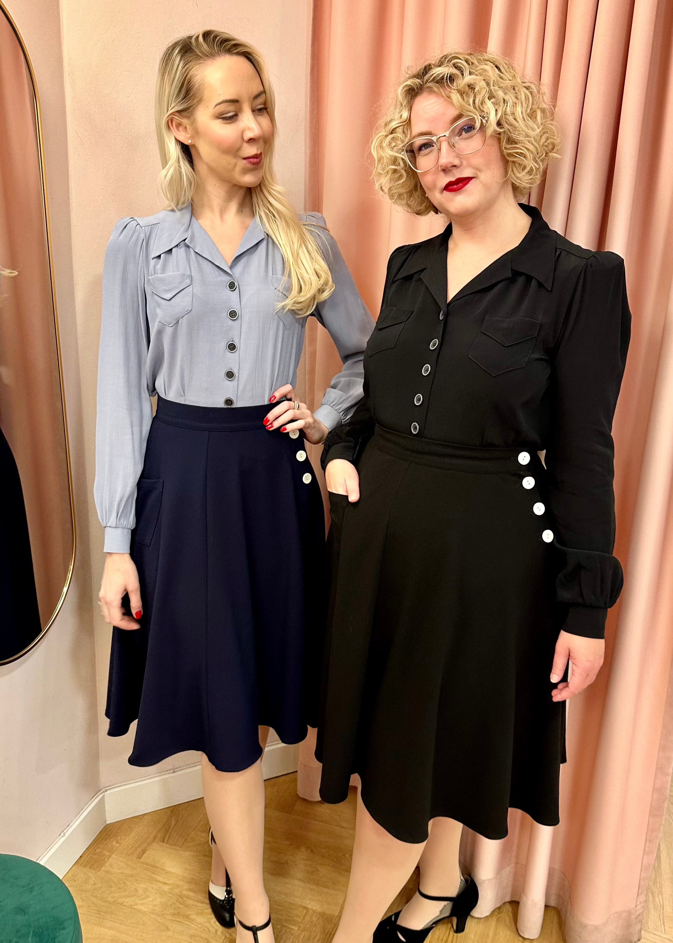 Sweetheart vintage stils skjorte i syren langærmet skjorte House of Foxy