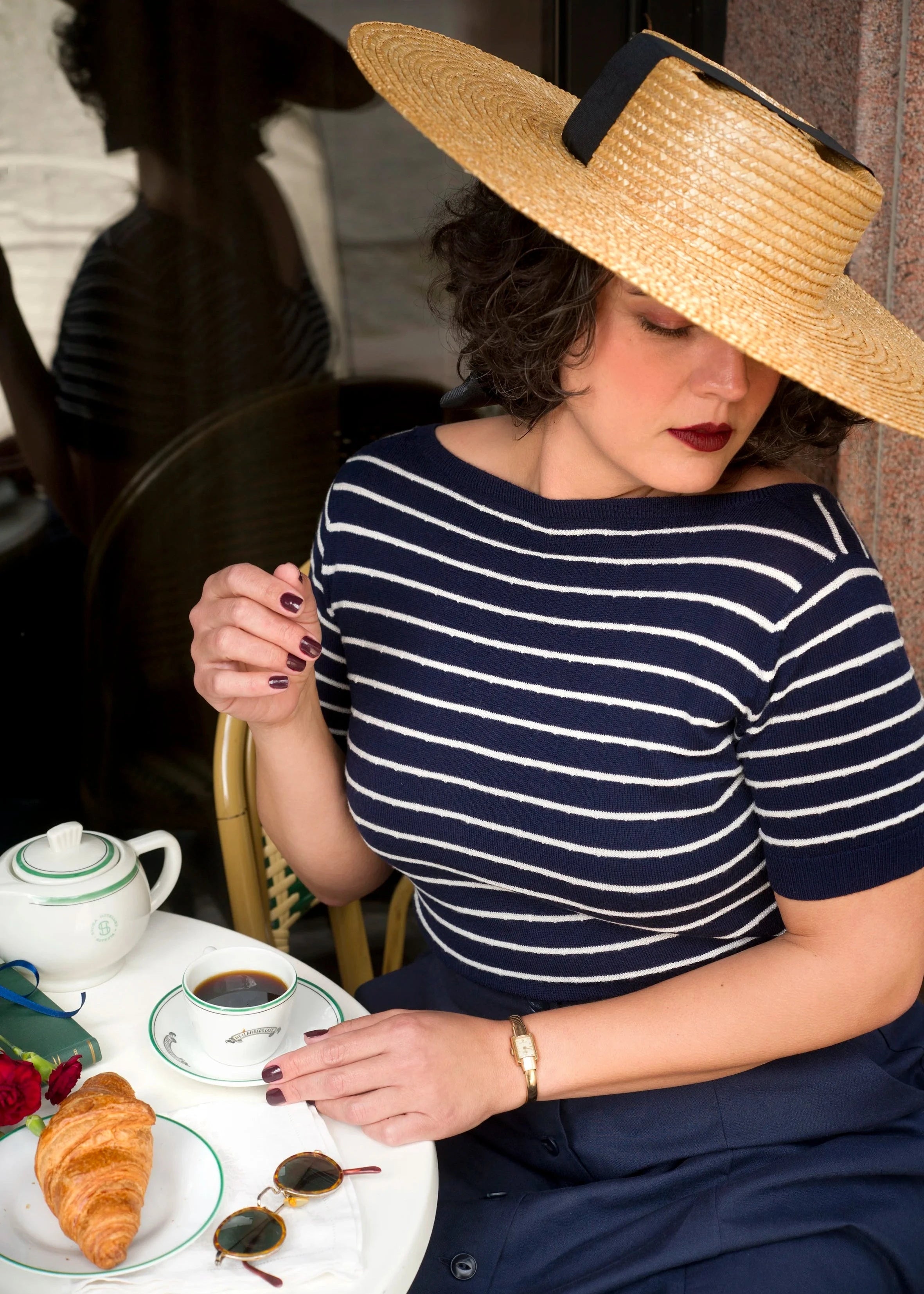 The "Emmy Goes to Paris" Top - Navy stribet uld bluse Emmy Design