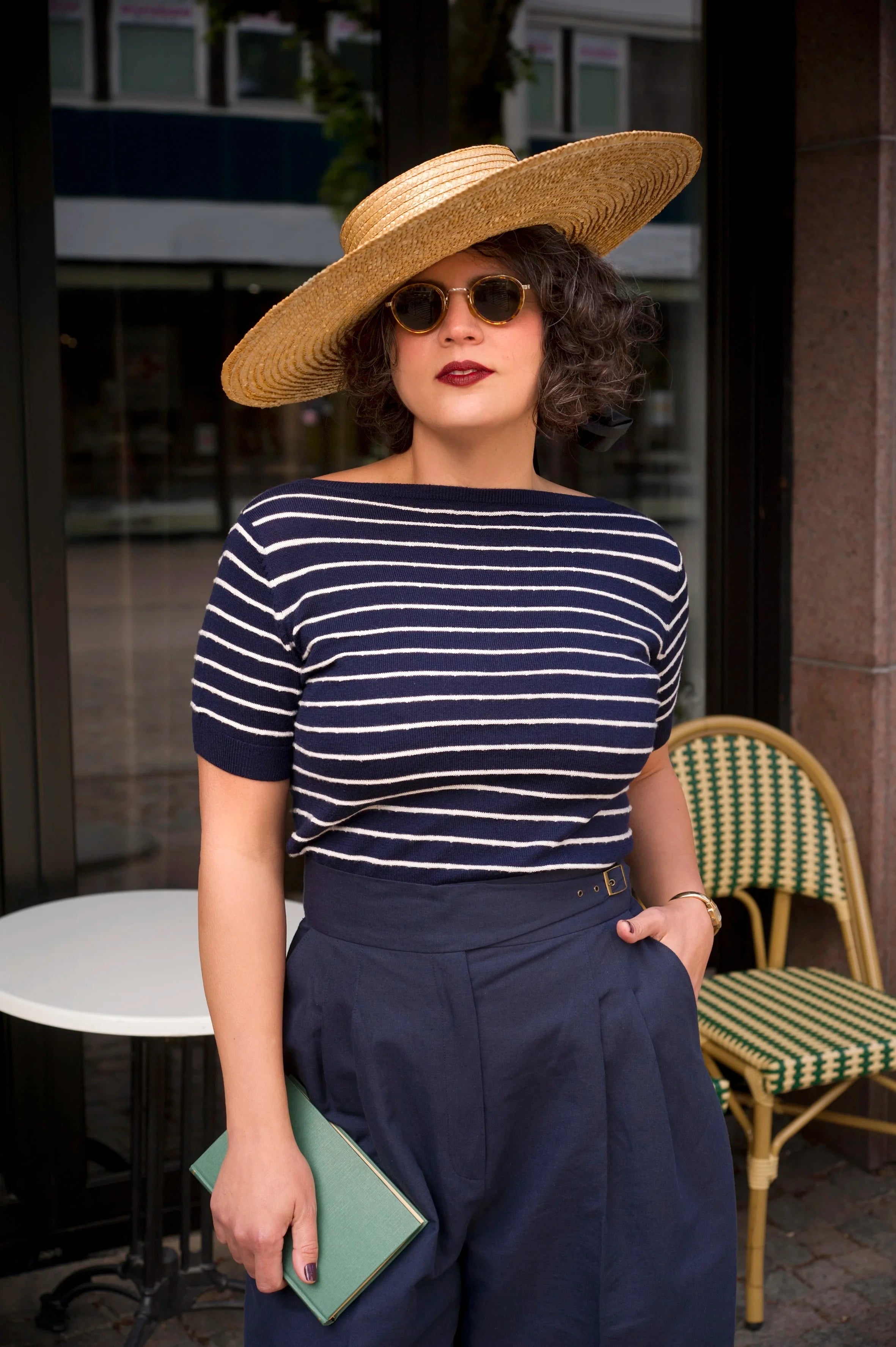 The "Emmy Goes to Paris" Top - Navy stribet uld bluse Emmy Design