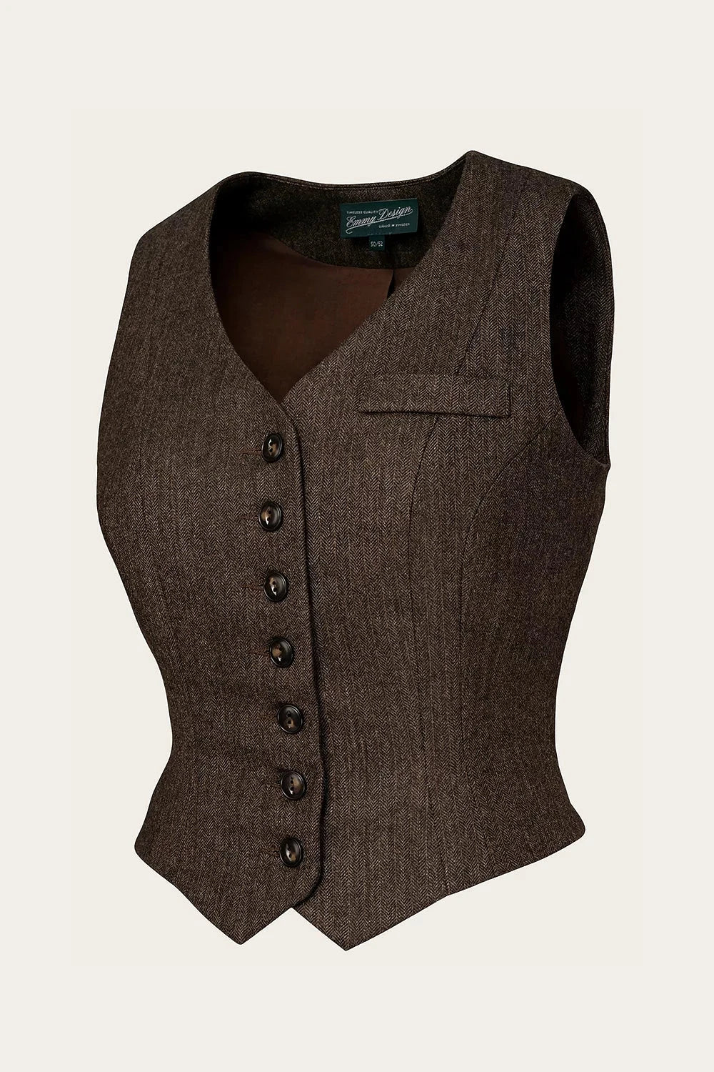 The Suit Up Waistcoat Brown pinstripe herringbone Emmy Design